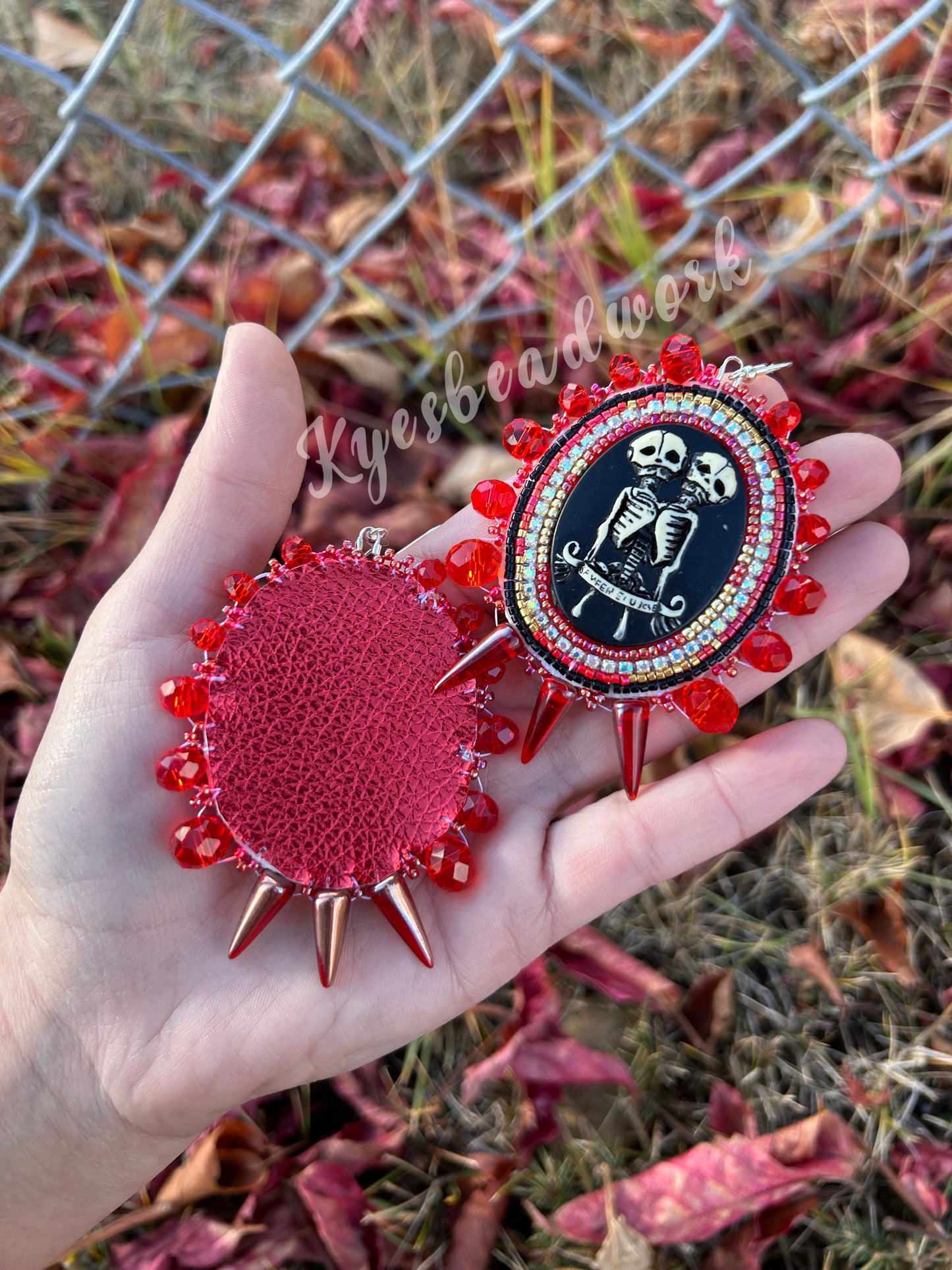 Red Skeleton Beaded Earrings
