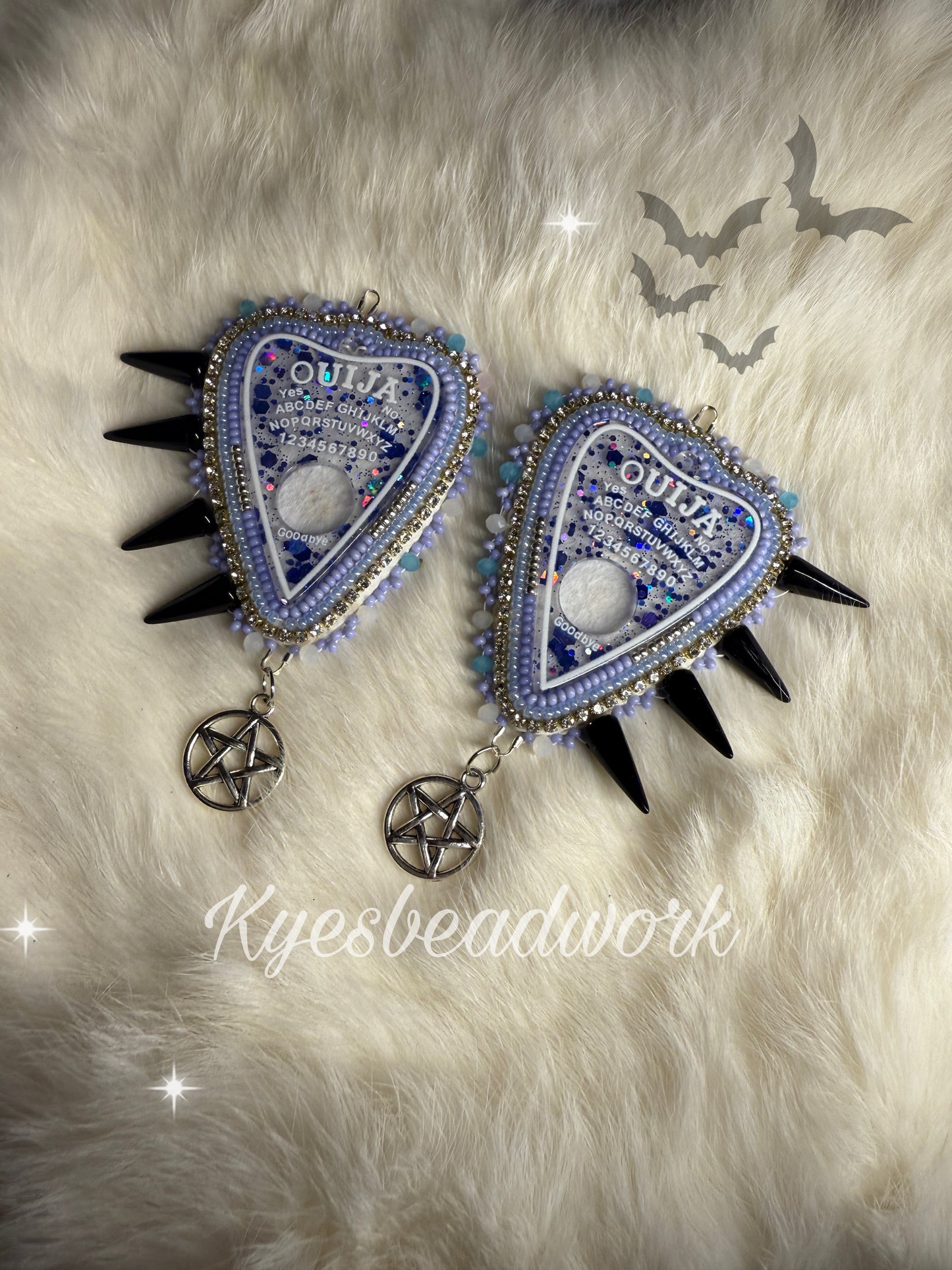Blue Ouija Beaded Earrings