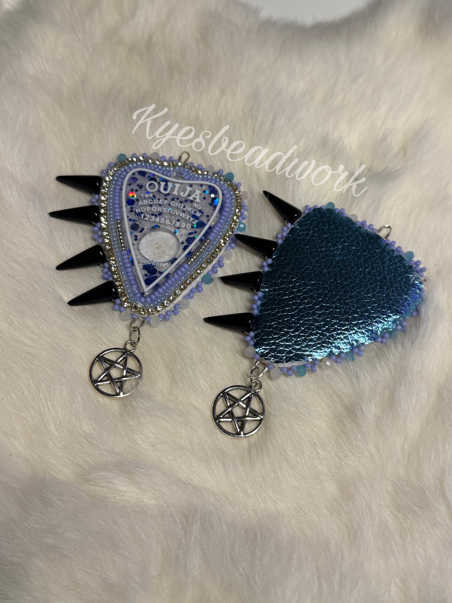 Blue Ouija Beaded Earrings