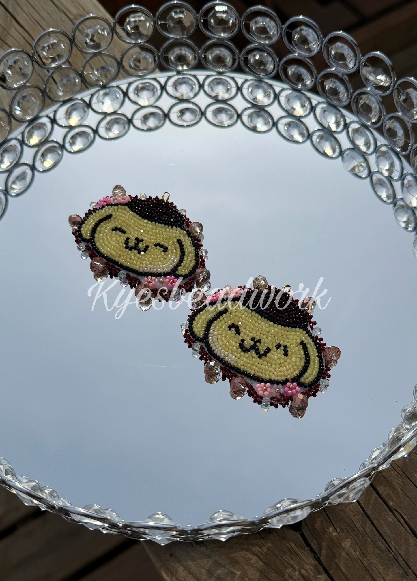 Pompompurin Flower Beaded Earrings