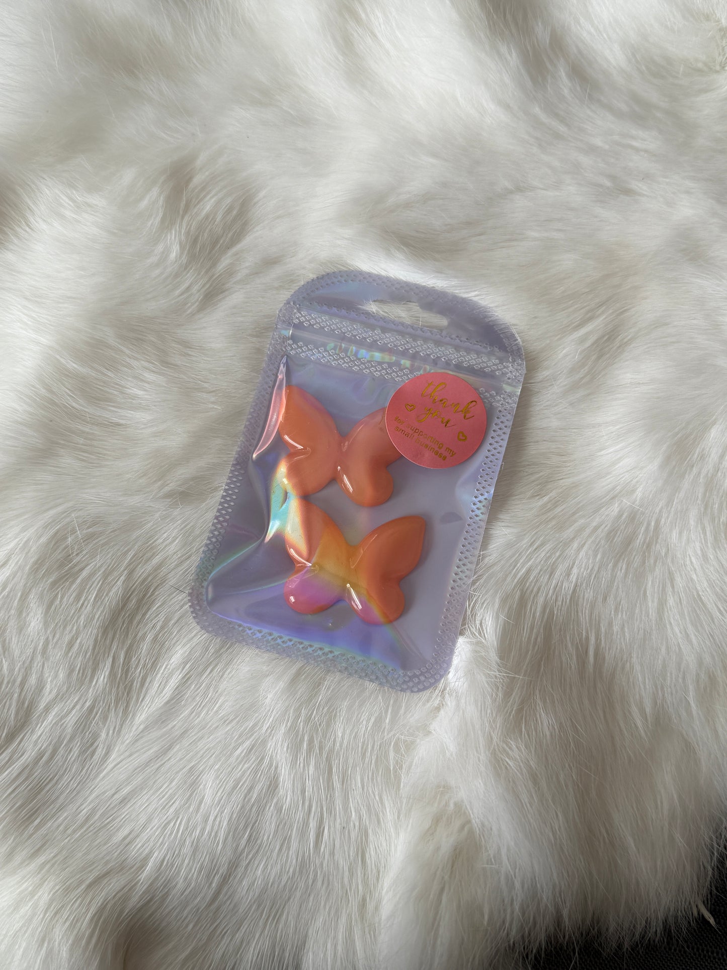 Orange Butterfly Resin Cabs