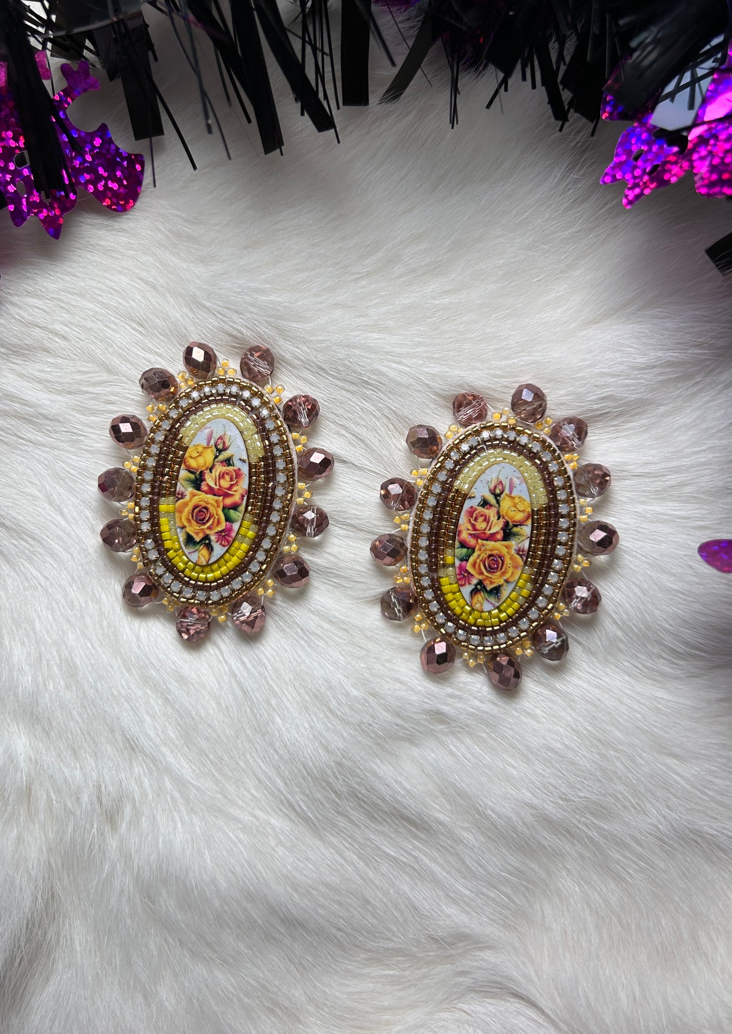 Yellow 24k Gold Beaded Earrings