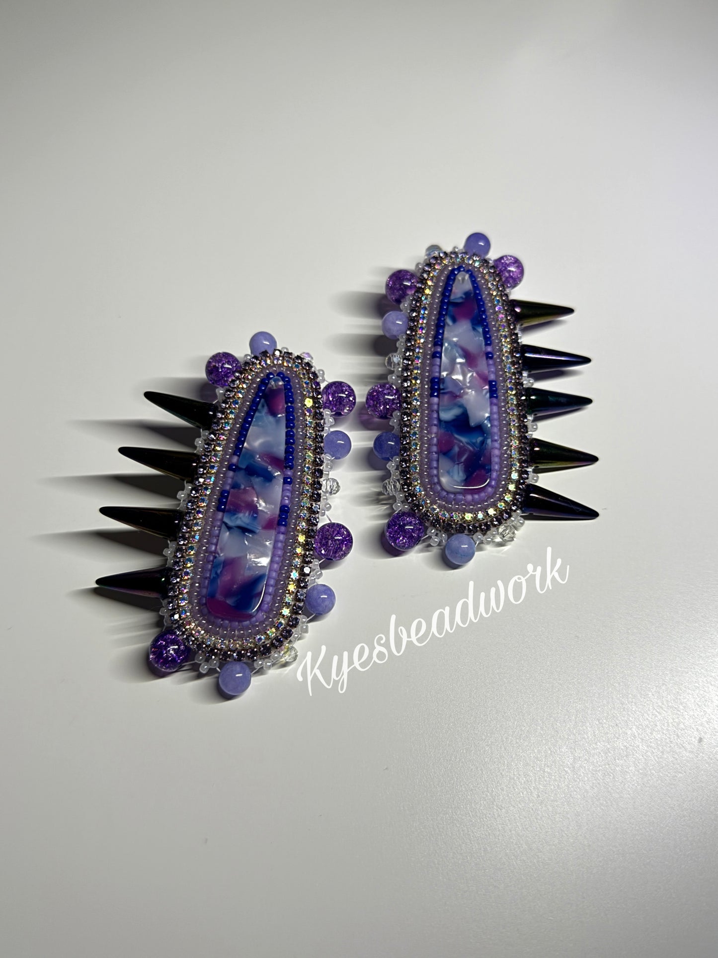 Purple Marble Spiked Earrings