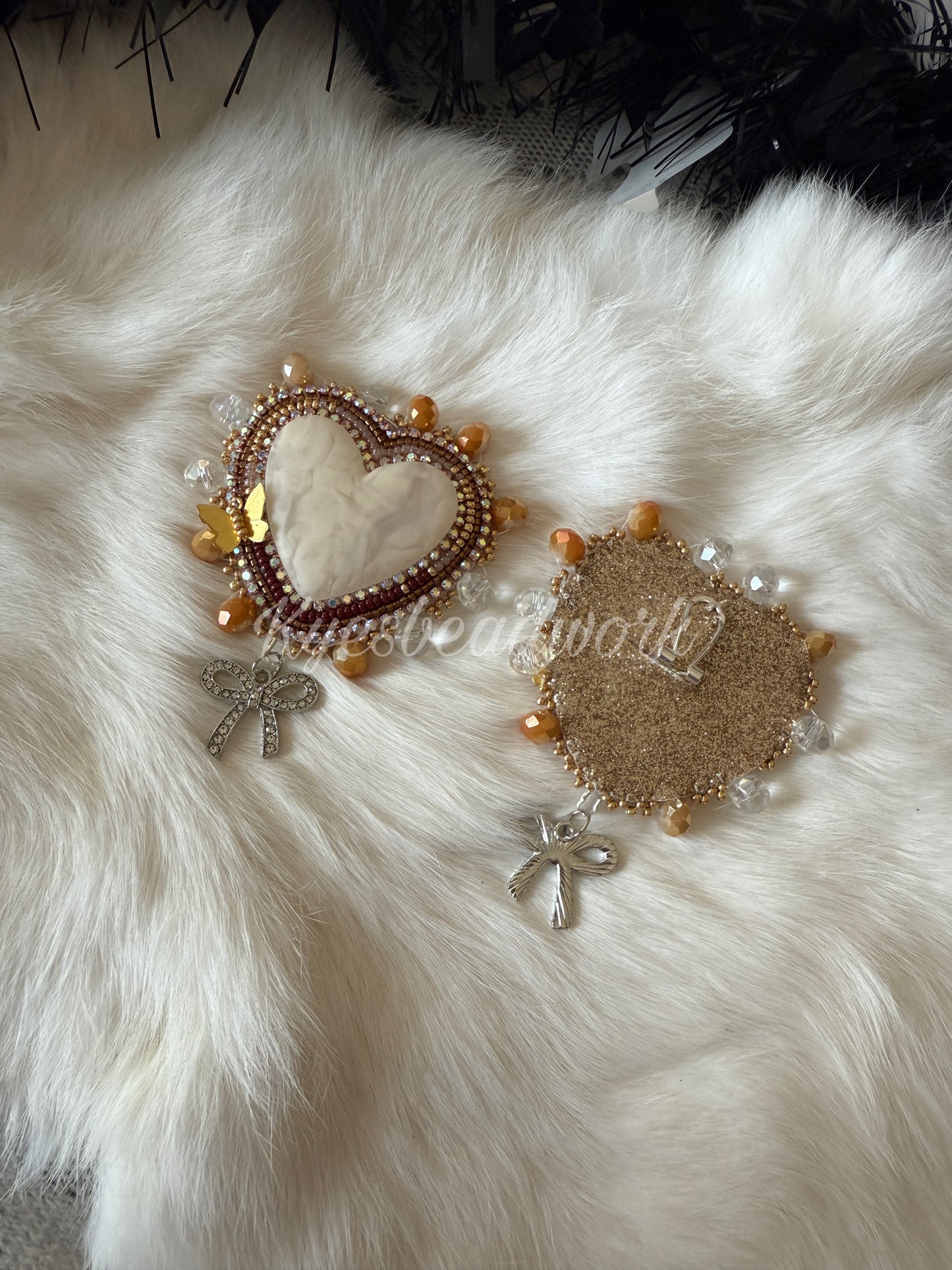 Heart bows Beaded Earrings