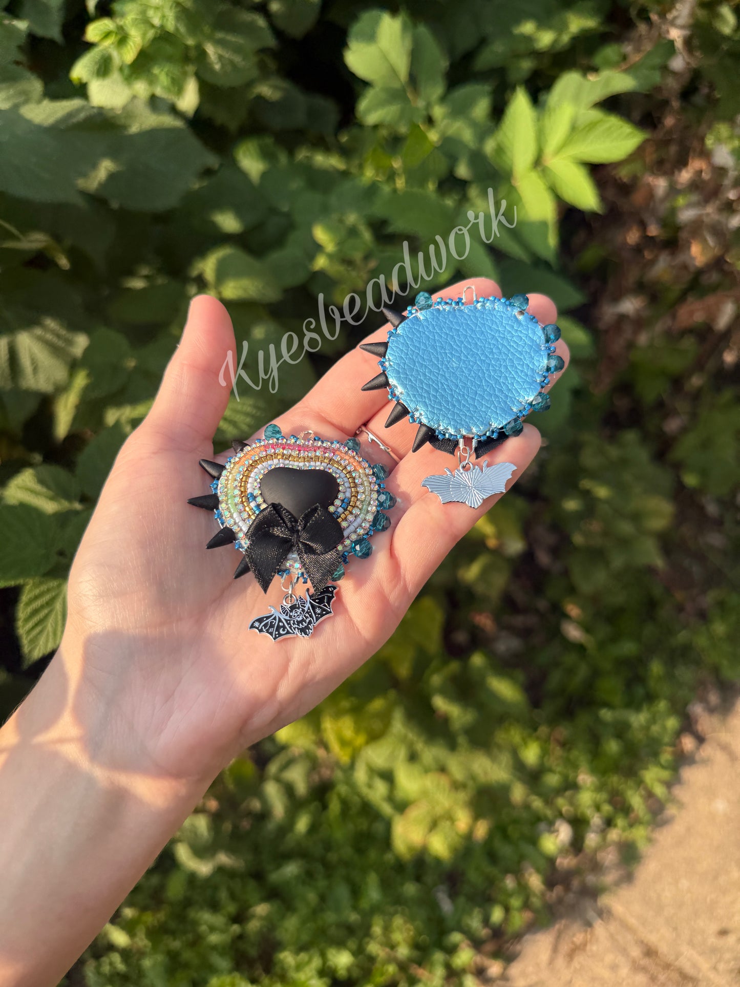 Spiked Heart Bat Earrings