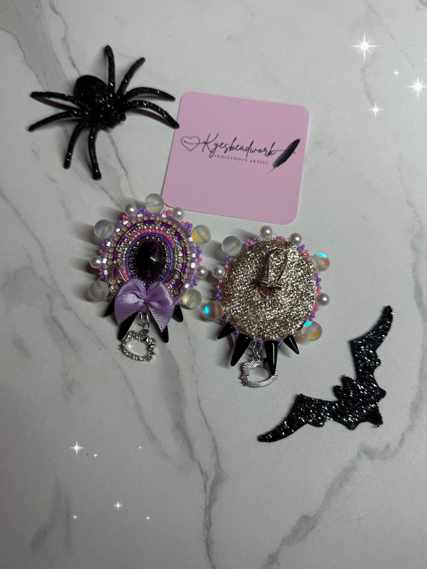 Amethyst Hello Kitty Earrings