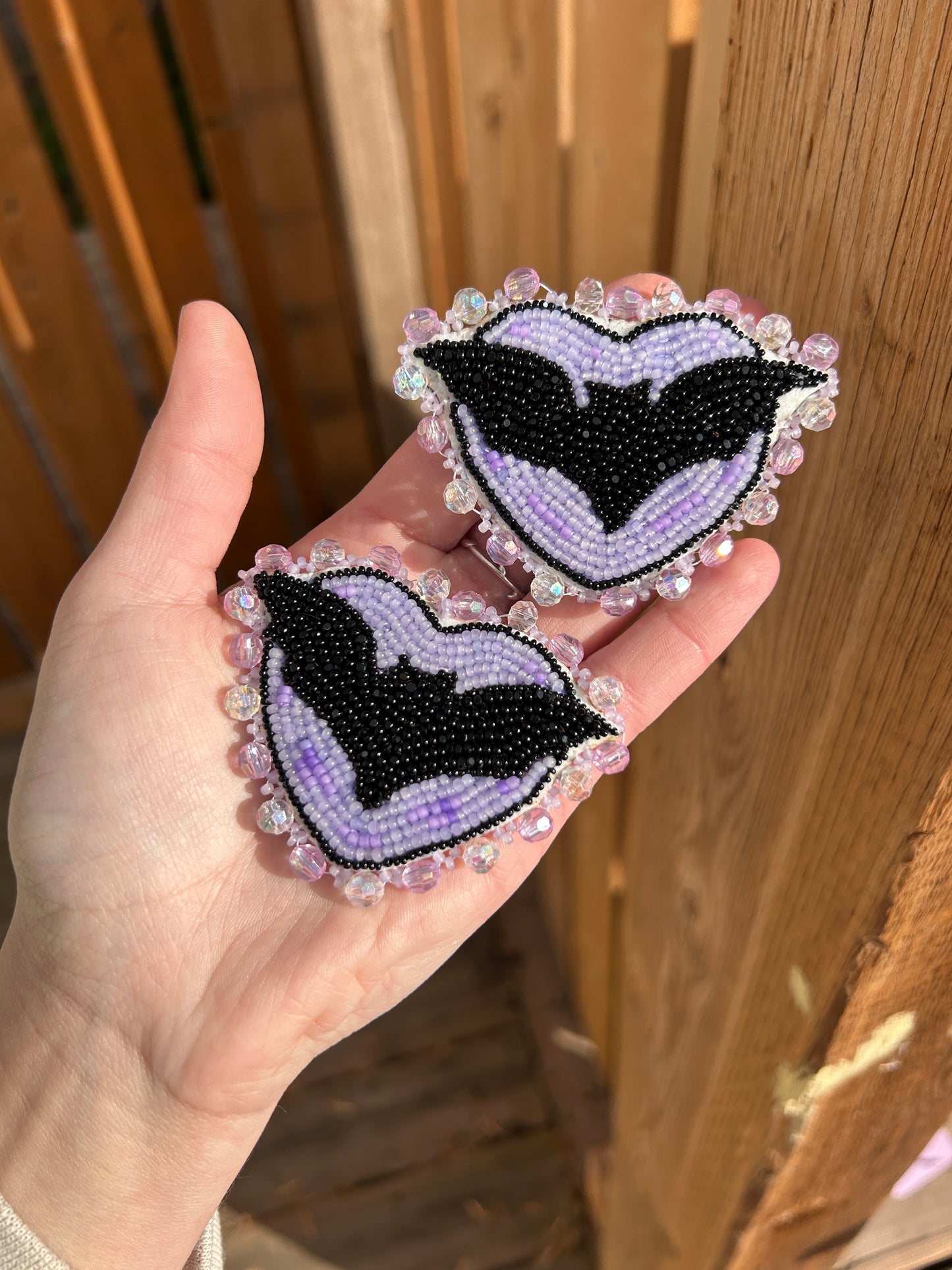 Heart Bat Beaded Earrings