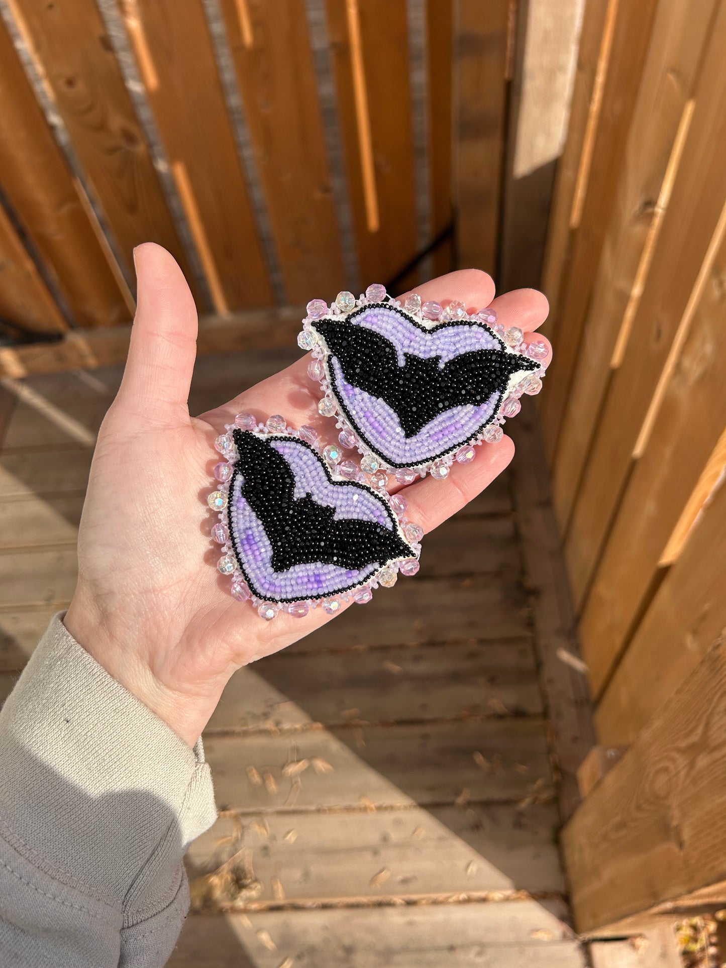Heart Bat Beaded Earrings