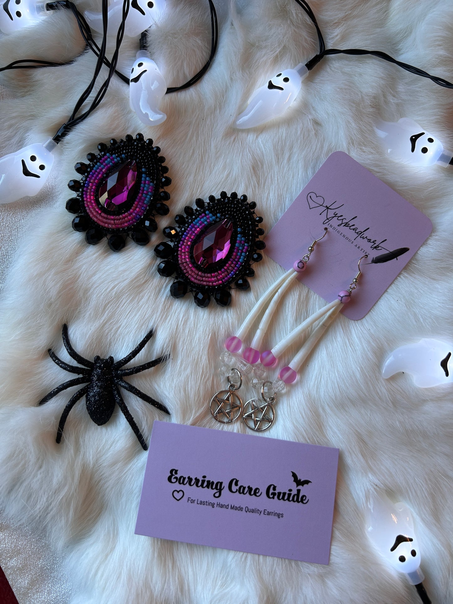 Spooky Ombré Beaded Earrings & Dentalium Set