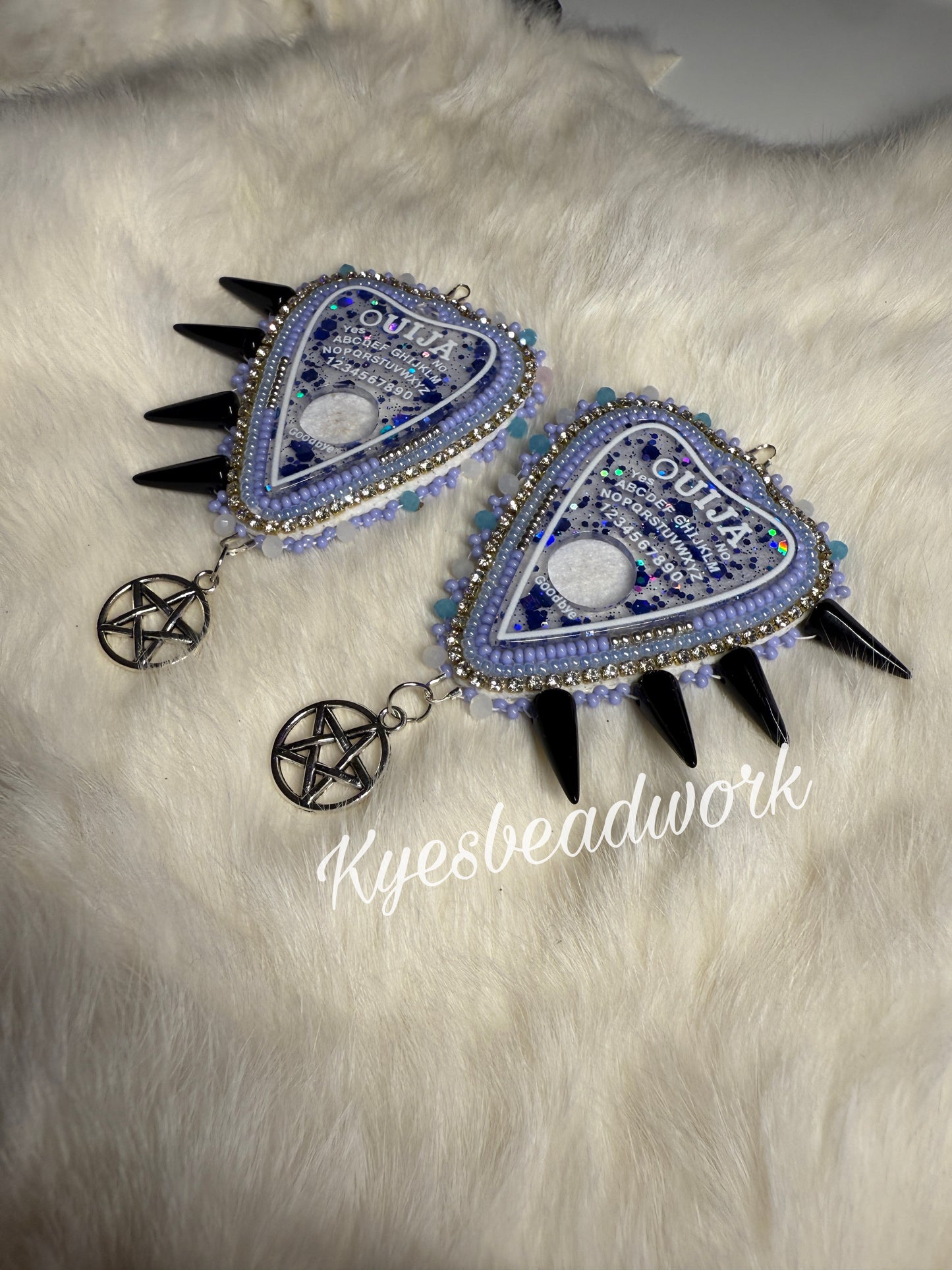 Blue Ouija Beaded Earrings