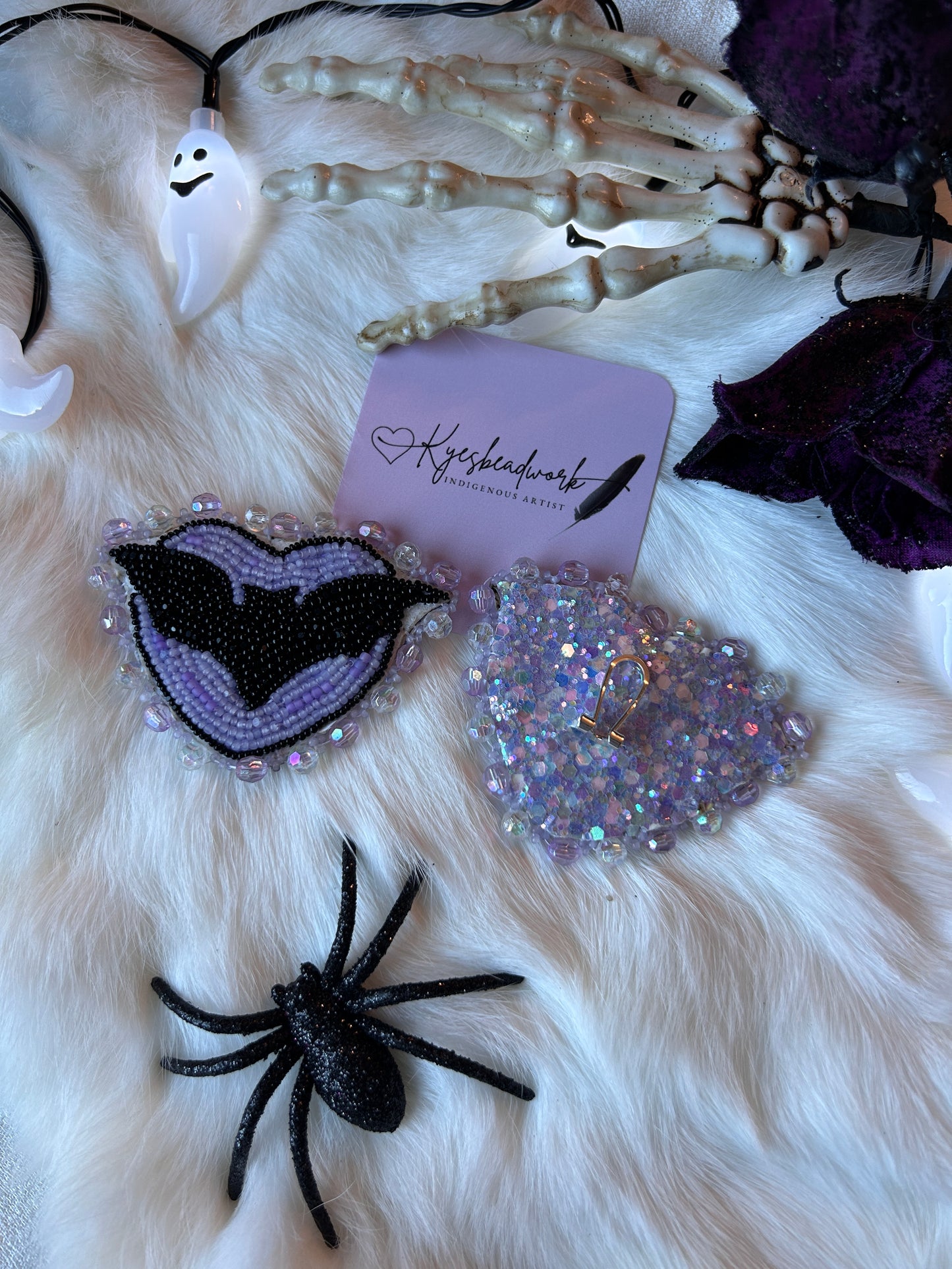 Heart Bat Beaded Earrings