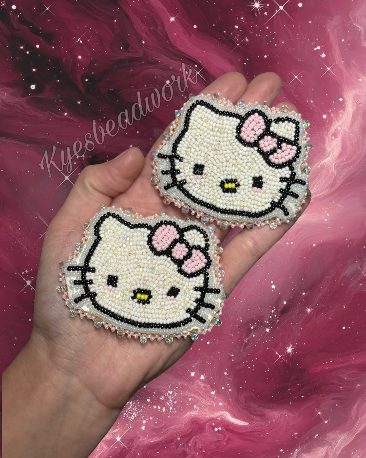 Pink Hello Kitty Beaded Earrings