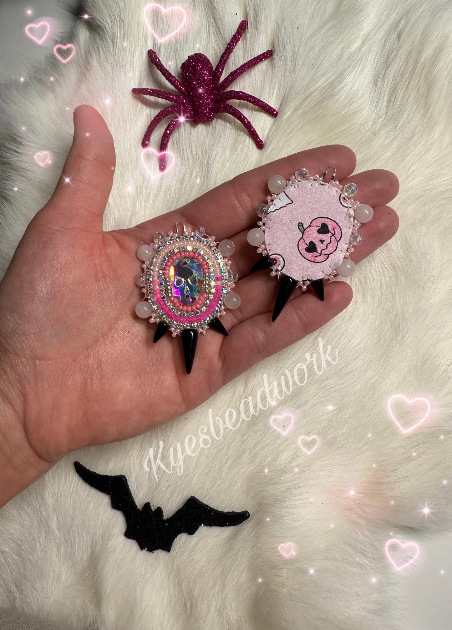Spiked Pink Valentine Beaded Earrings
