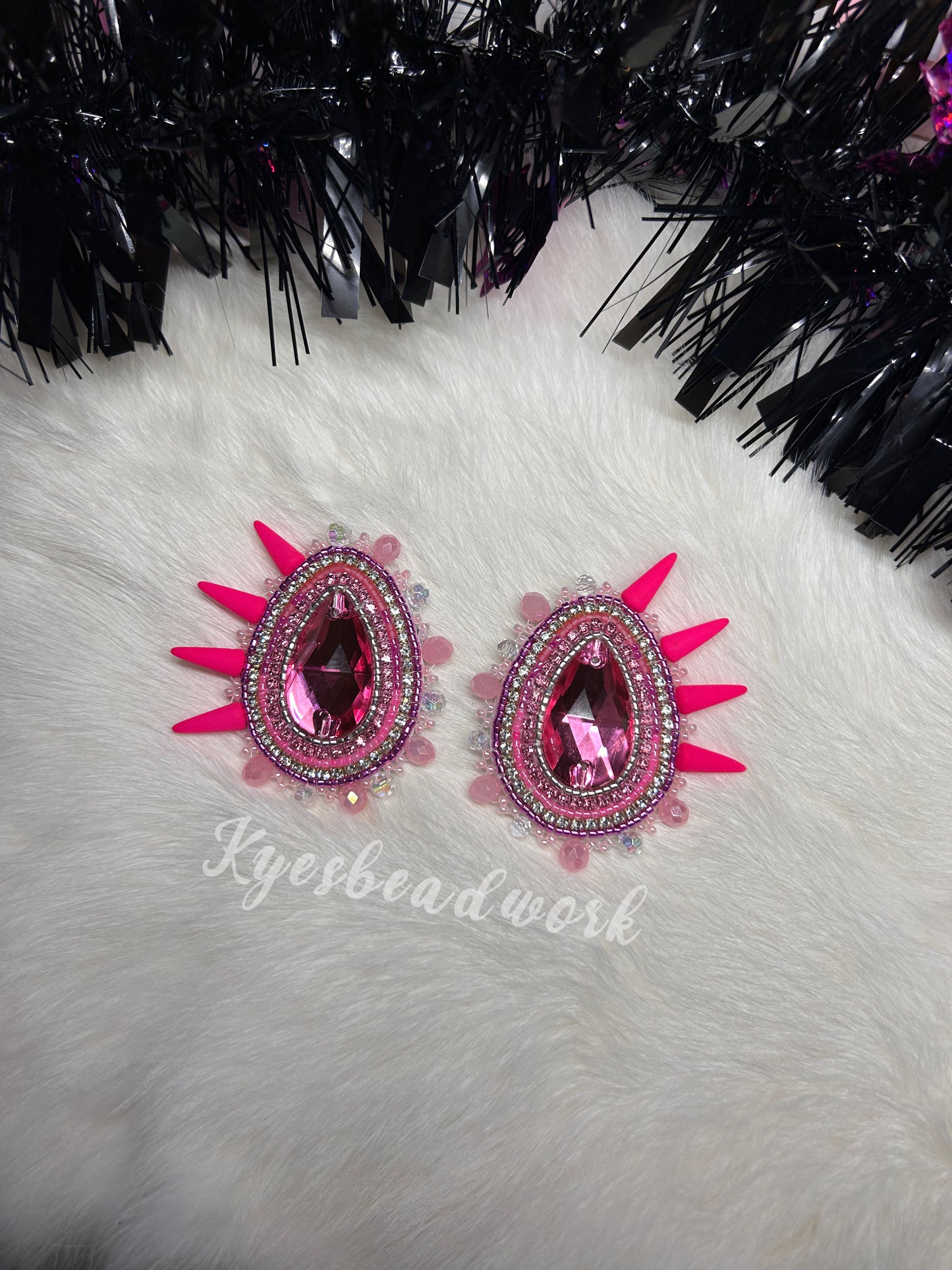 Rose Pink Beaded Earrings