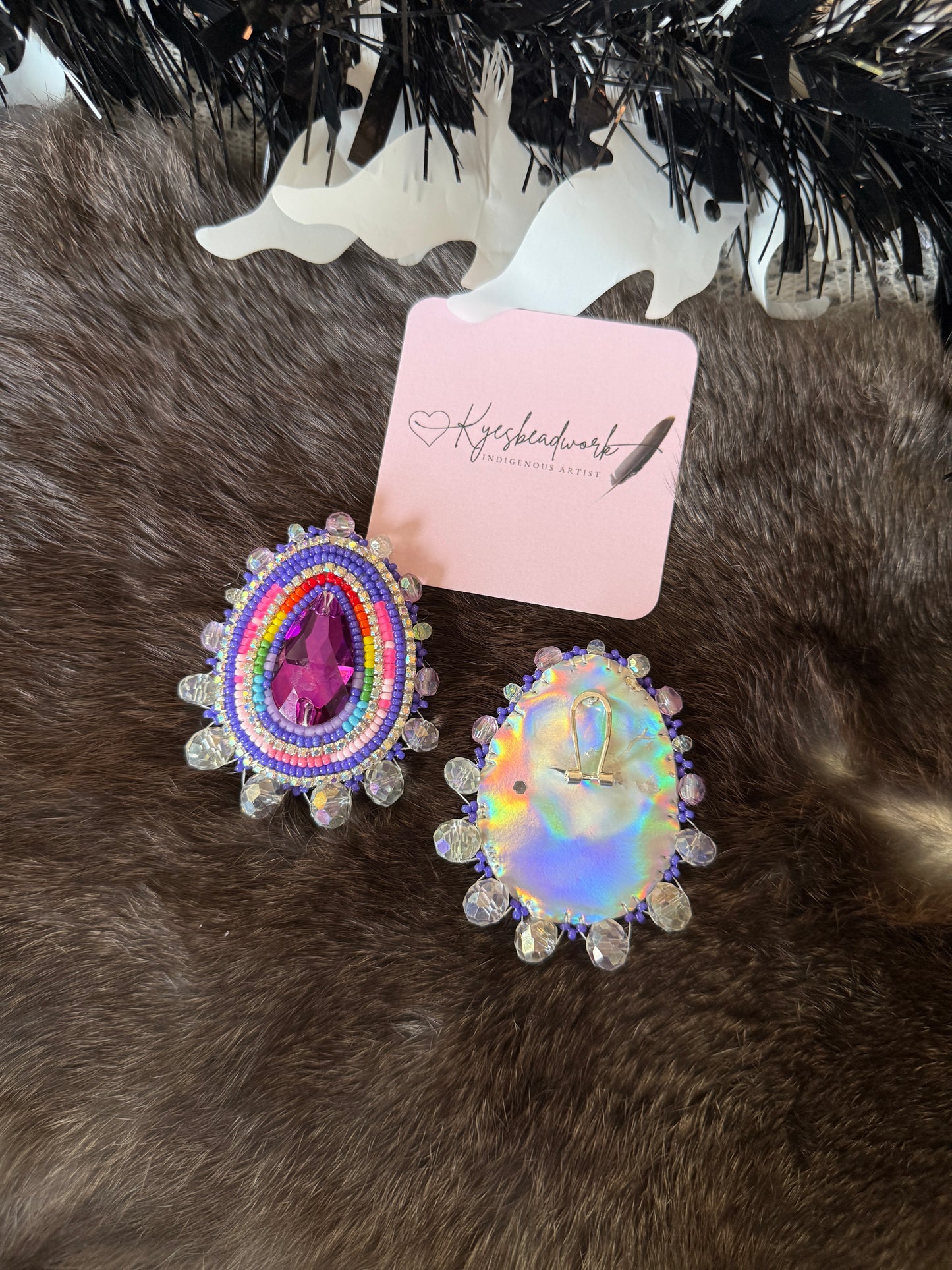 Purple Gem Beaded Earrings