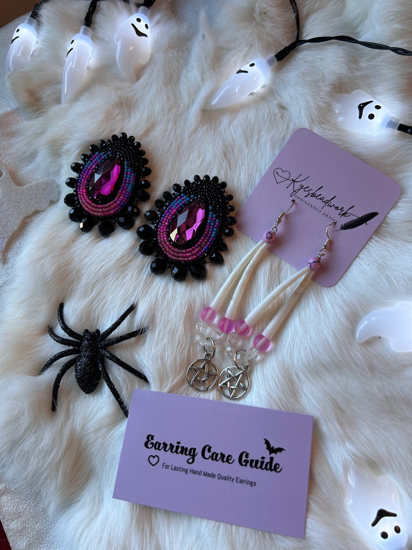 Spooky Ombré Beaded Earrings & Dentalium Set
