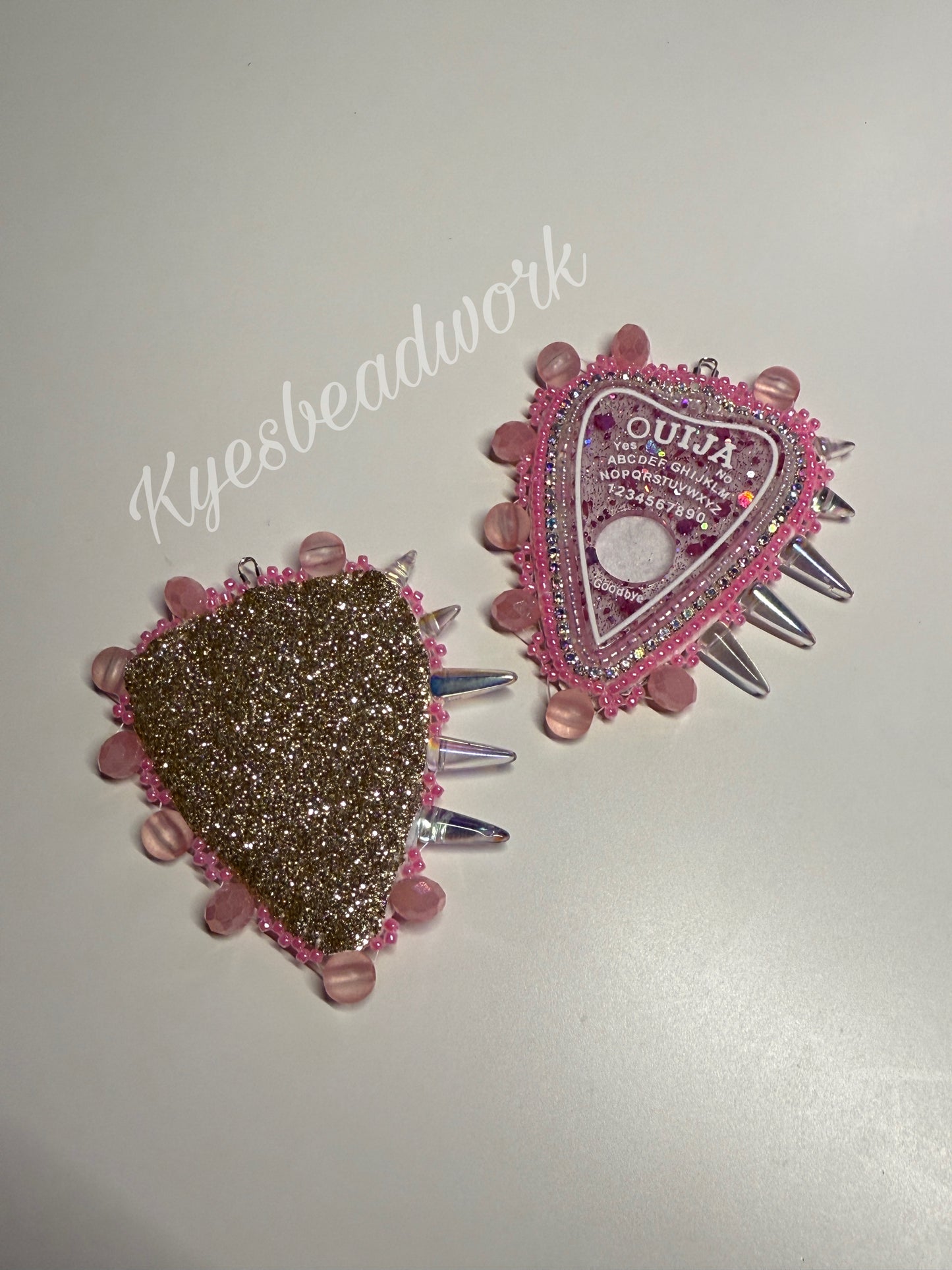 Pink Ouija Spiked Beaded Earrings