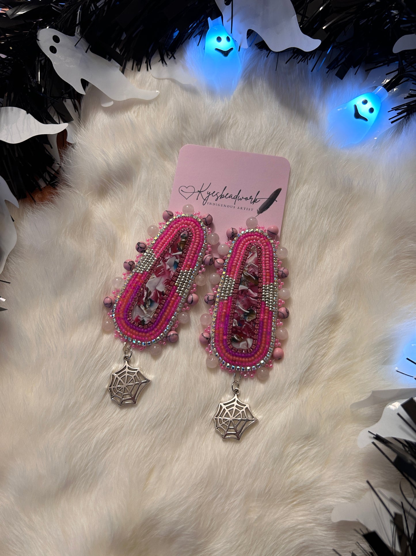Pink Earrings & lanyard set π