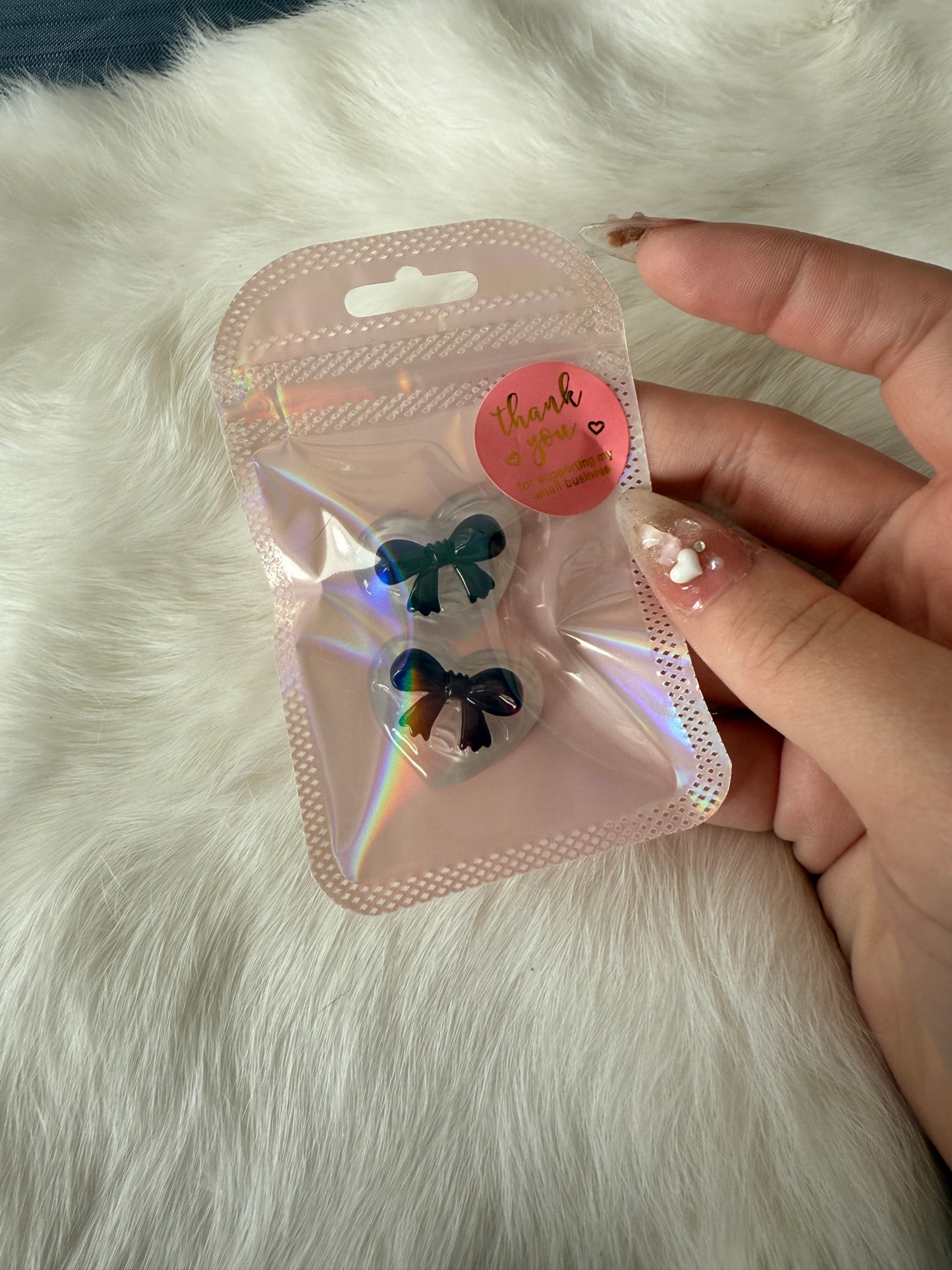 Clear Resin Heart Bow Cabs