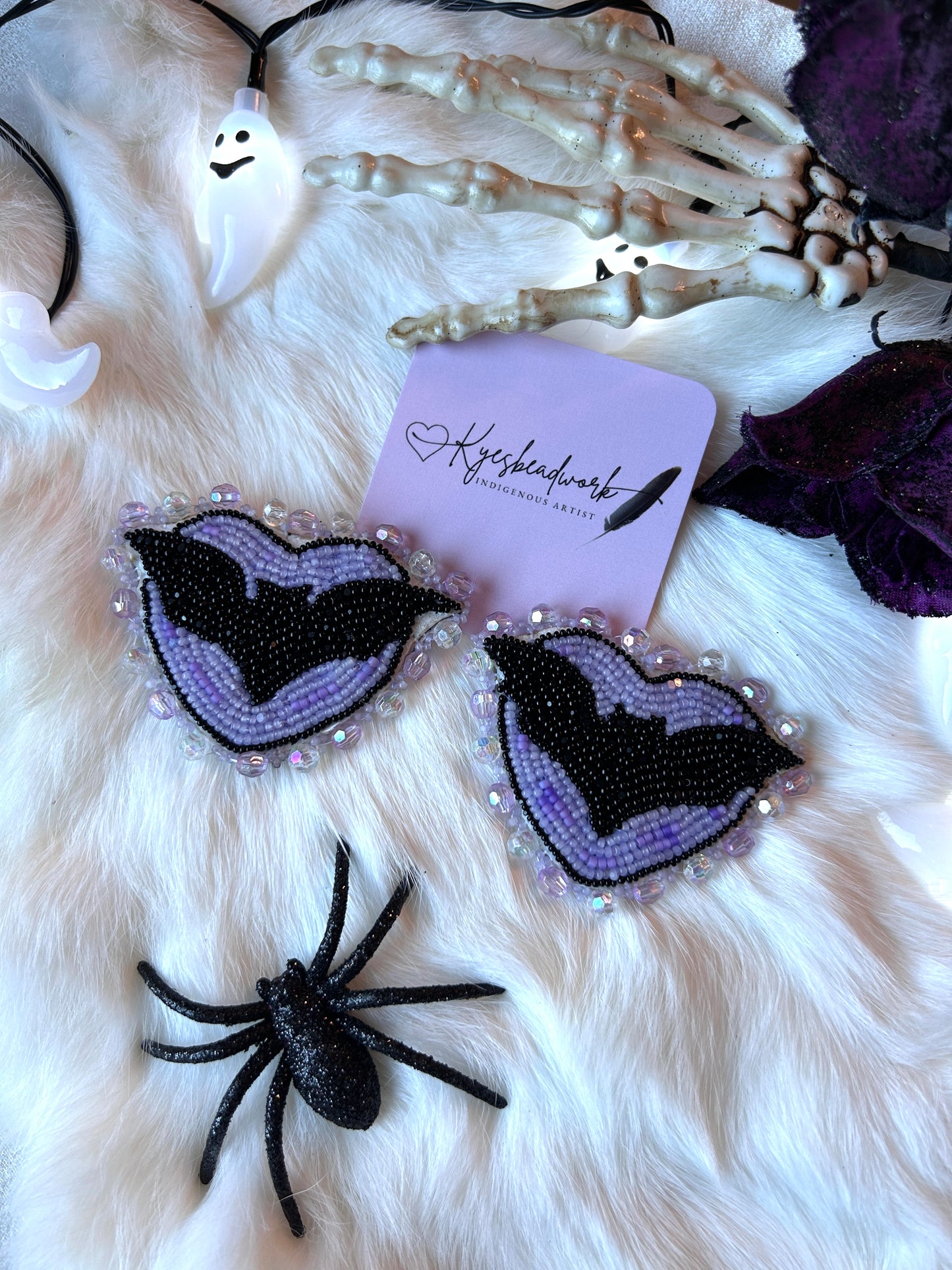 Heart Bat Beaded Earrings