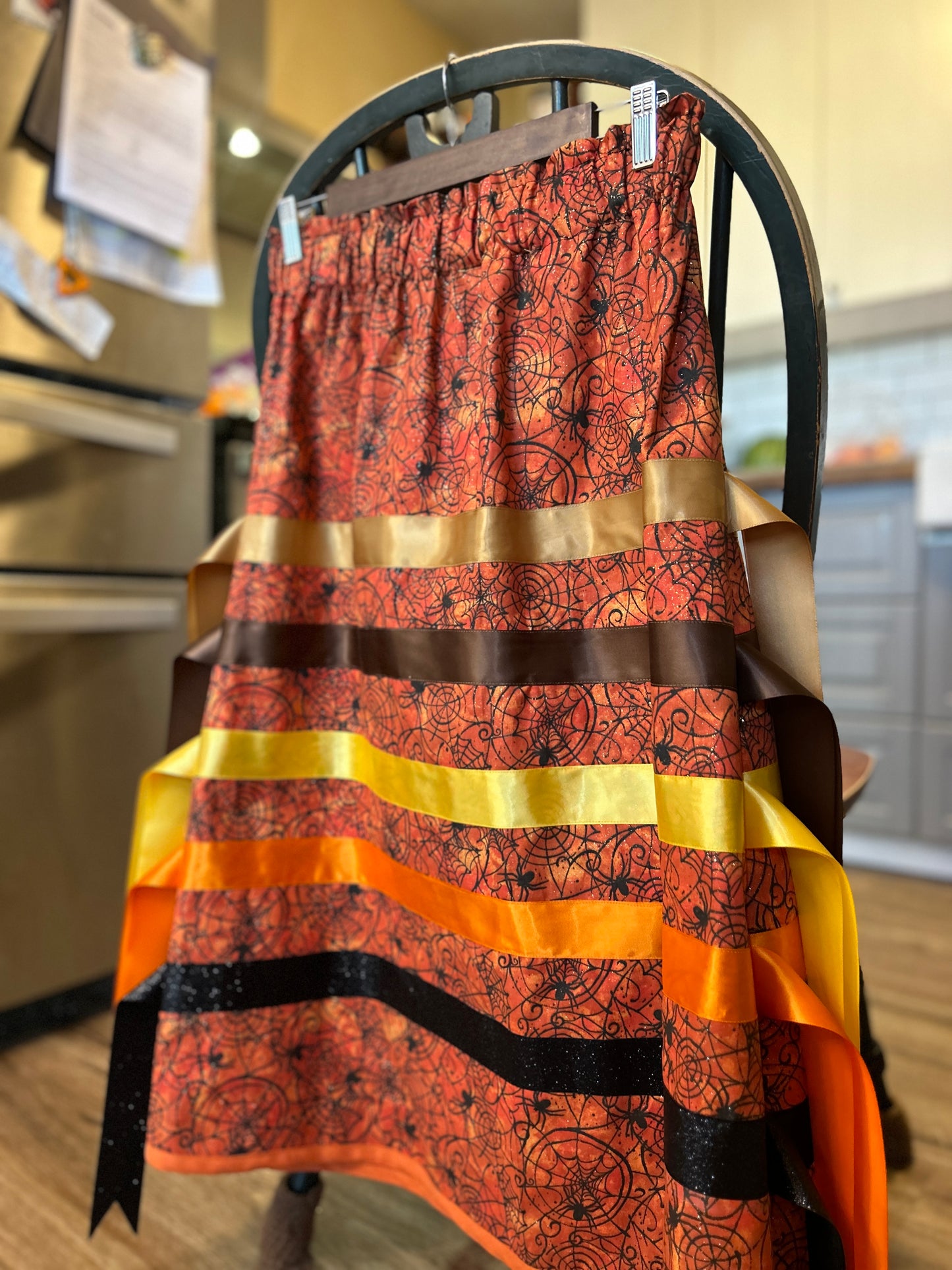 Orange Spooky Spider Ribbon Skirt