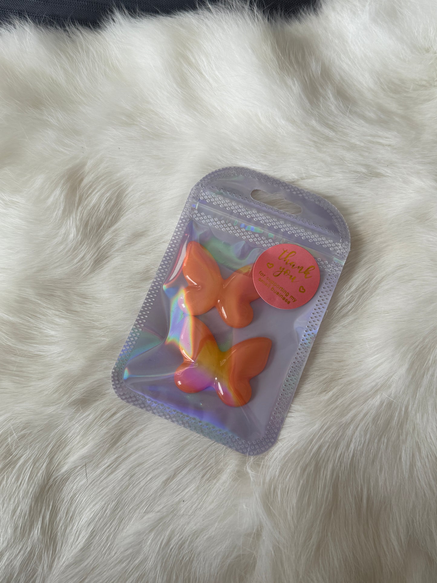 Orange Butterfly Resin Cabs