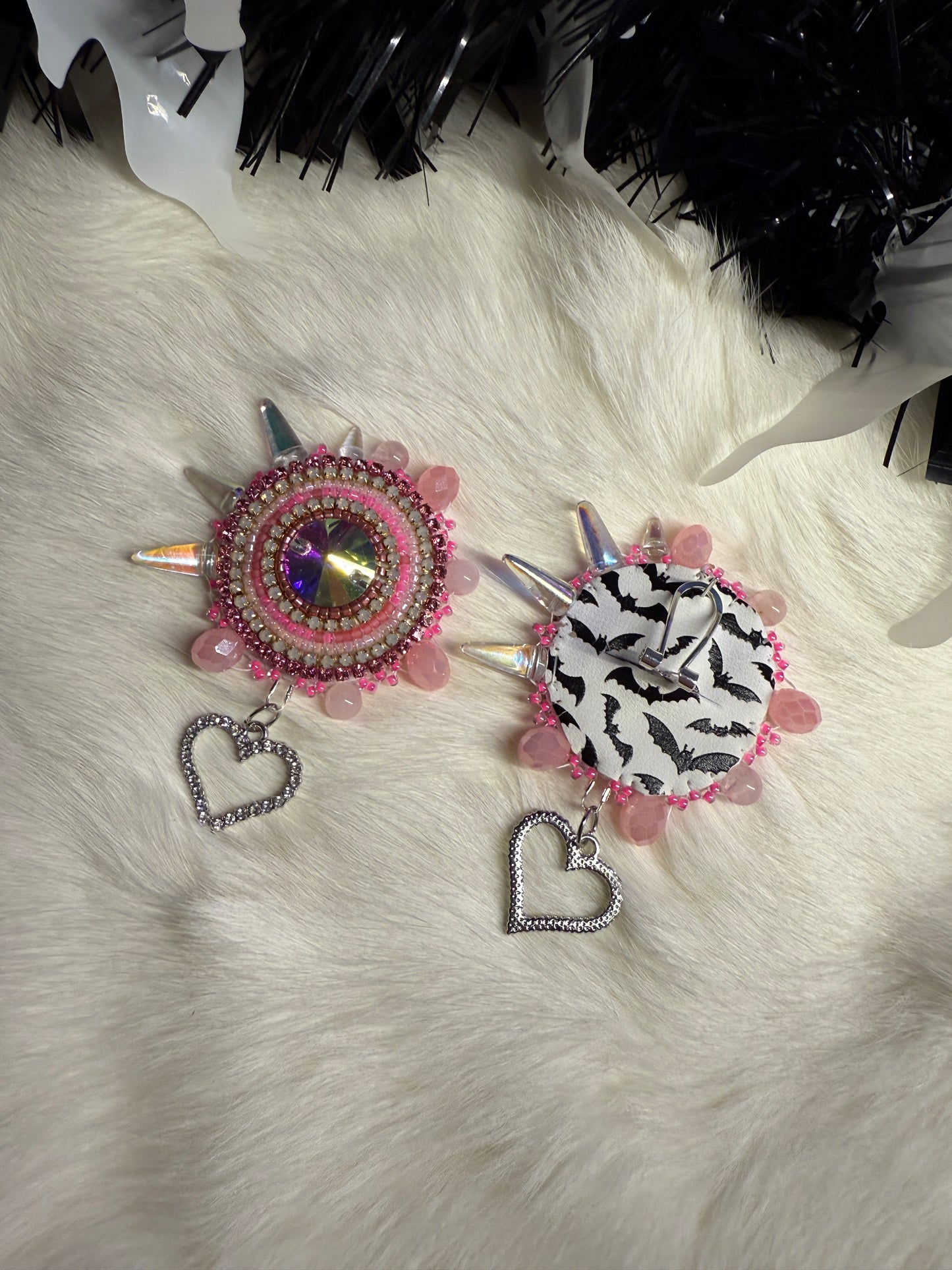 Pink Bat Spiked Earrings 🩷