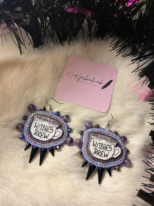 Witches Brew Purple Spiked Earrings - Preorder