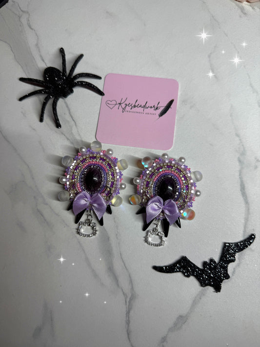 Amethyst Hello Kitty Earrings