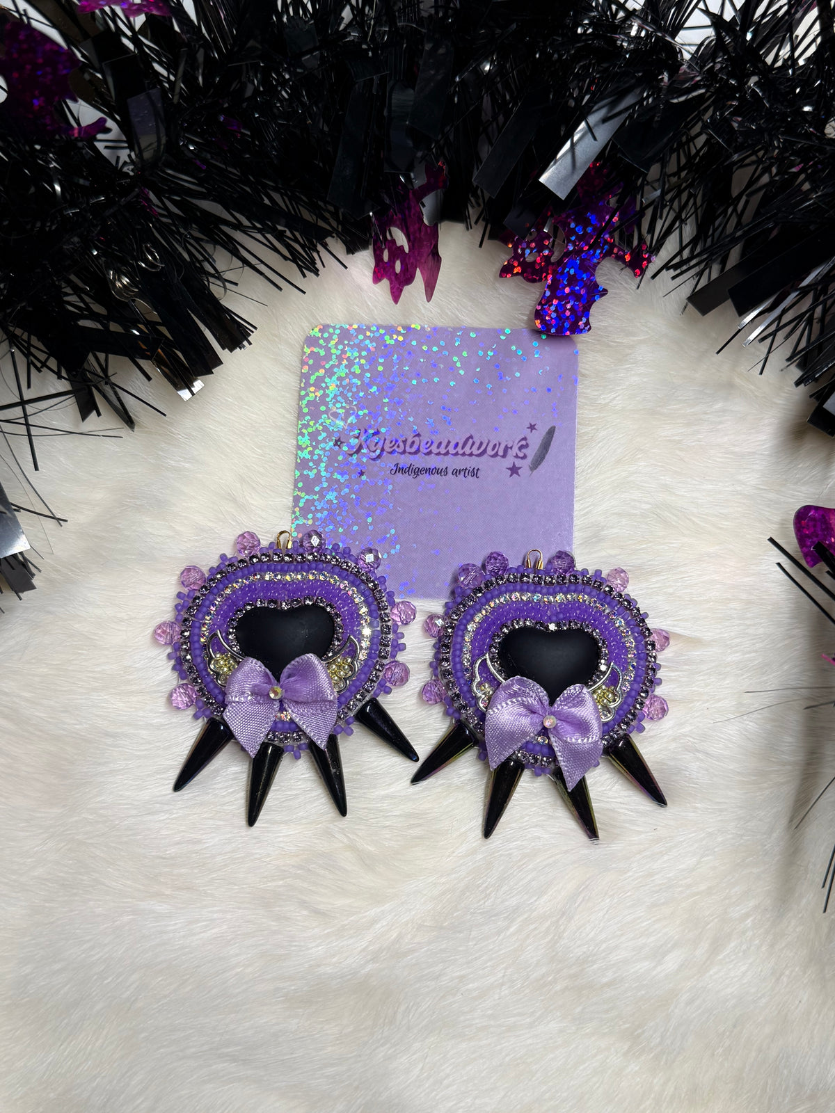 Angelic Spiked Purple Earrings