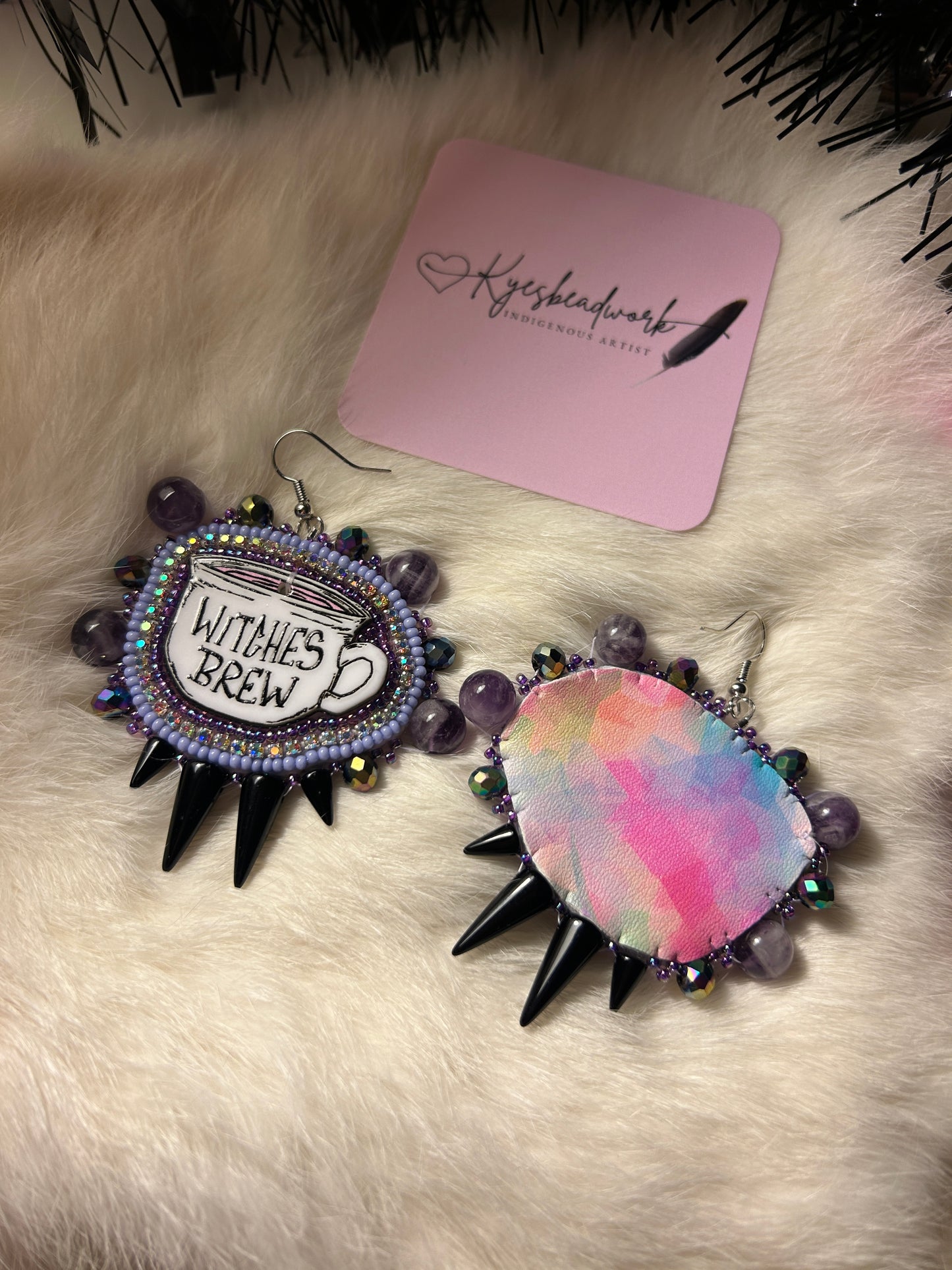 Witches Brew Purple Spiked Earrings - Preorder