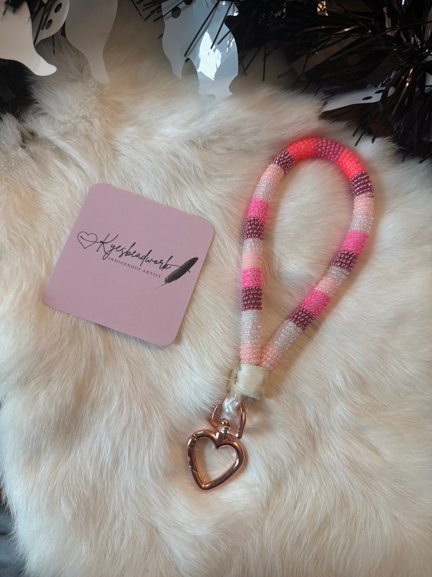 Pink Beaded Lanyard 💗