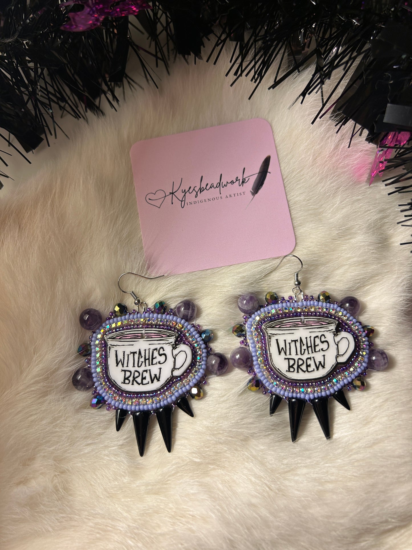 Witches Brew Purple Spiked Earrings - Preorder