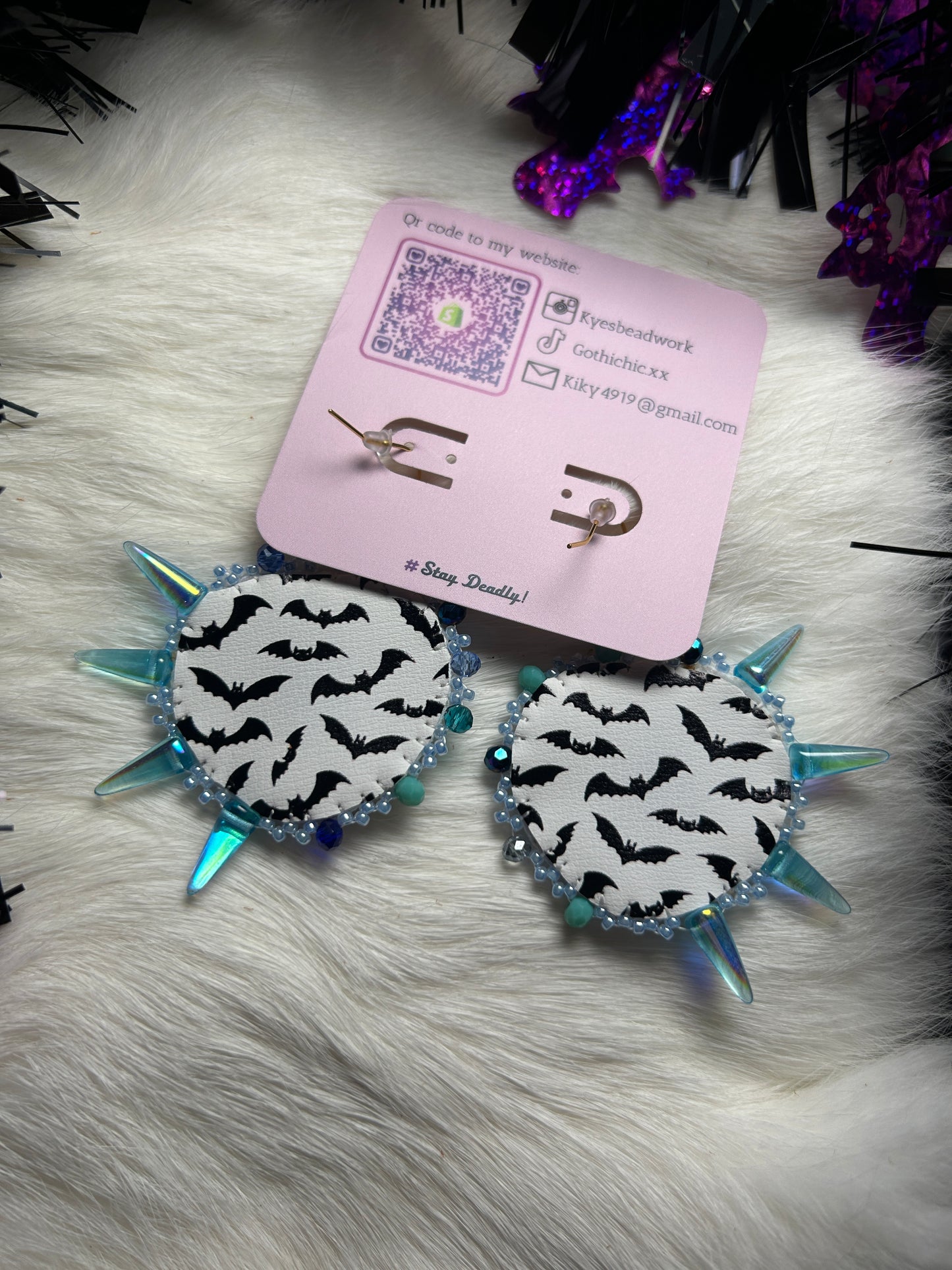 Blue Spiked Heart Earrings