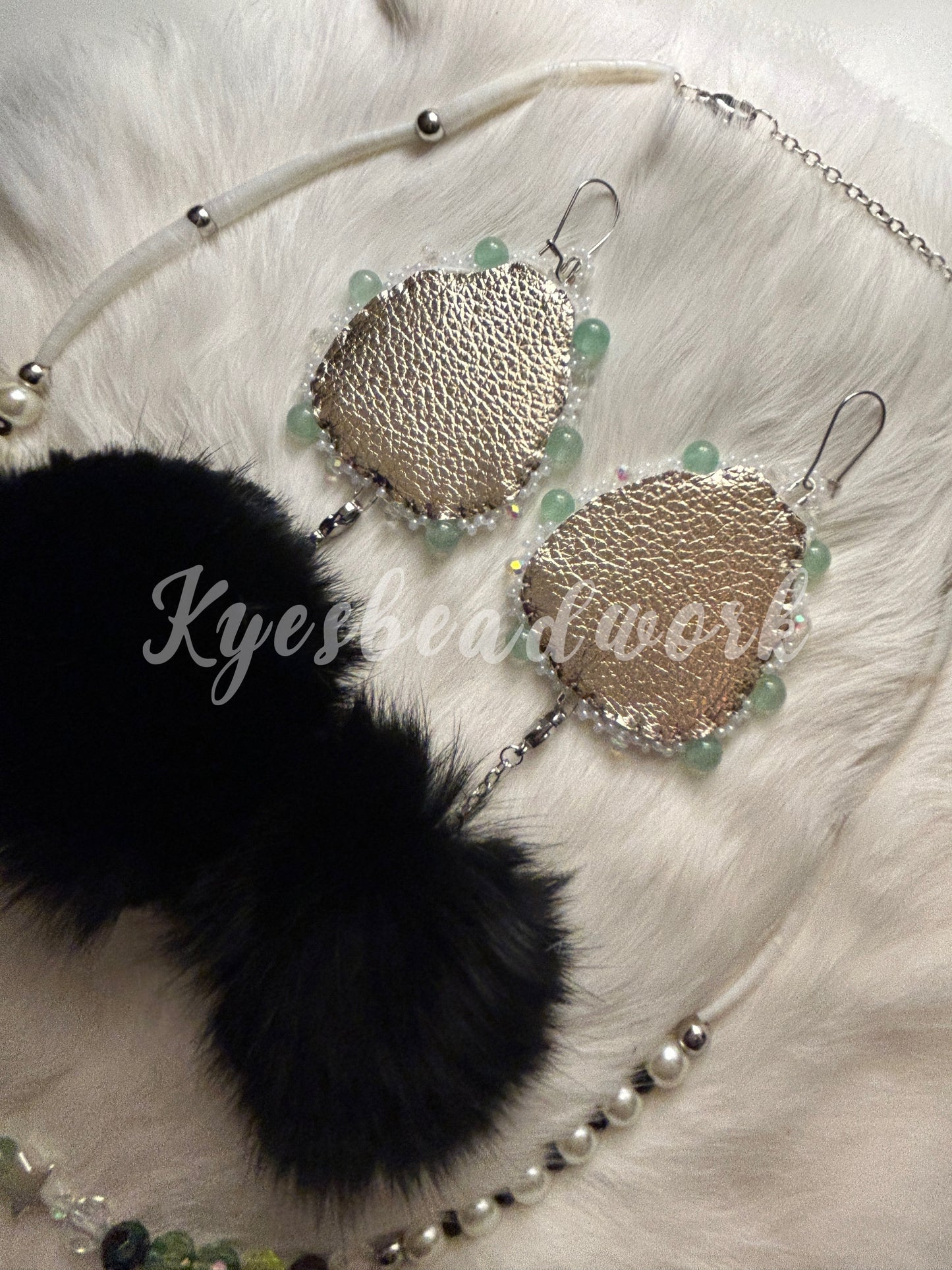 Frog Pom Earrings With Dentalium Necklace