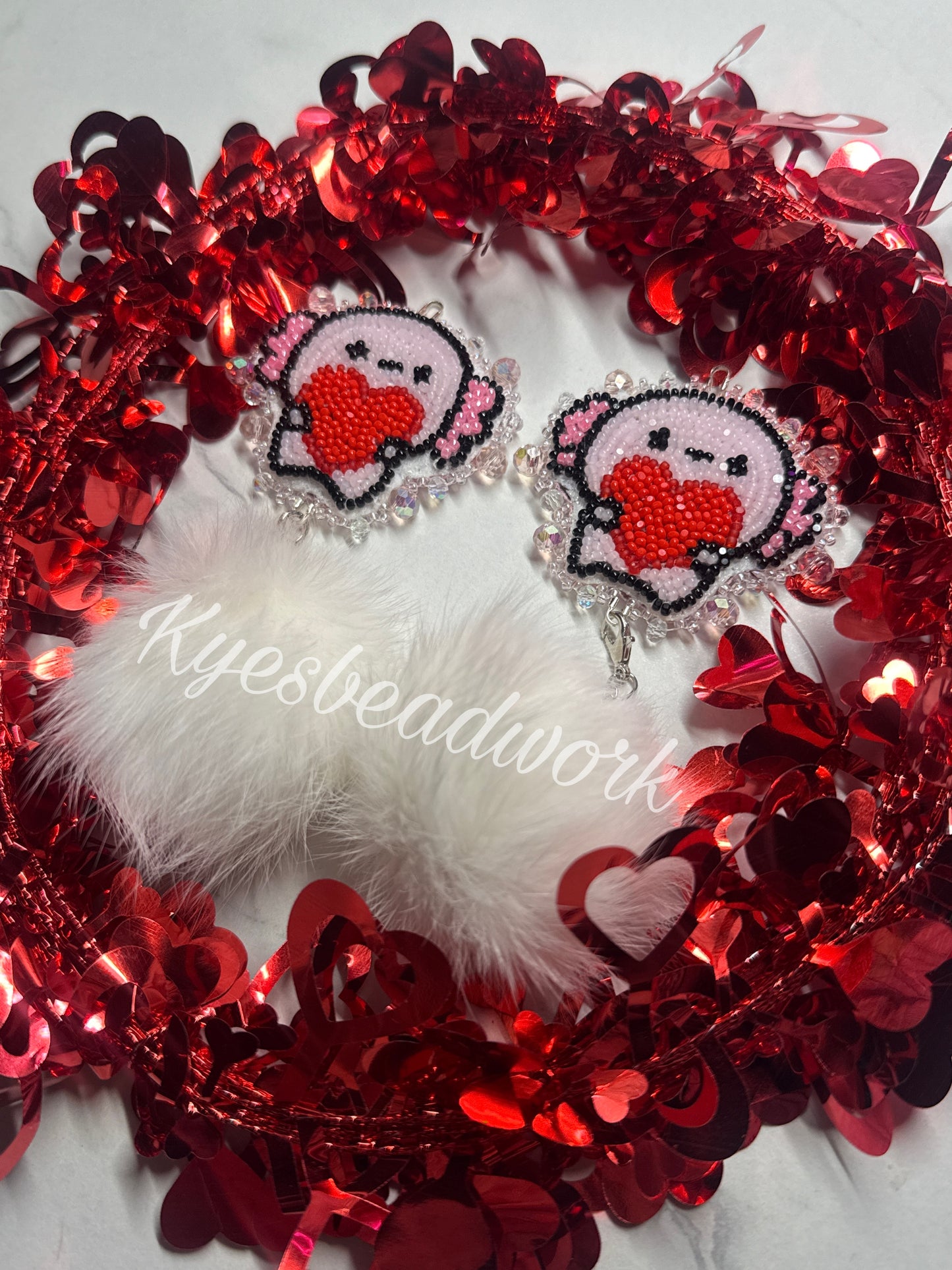 Axolotl & Hearts With Detachable Rabbit Poms ♡