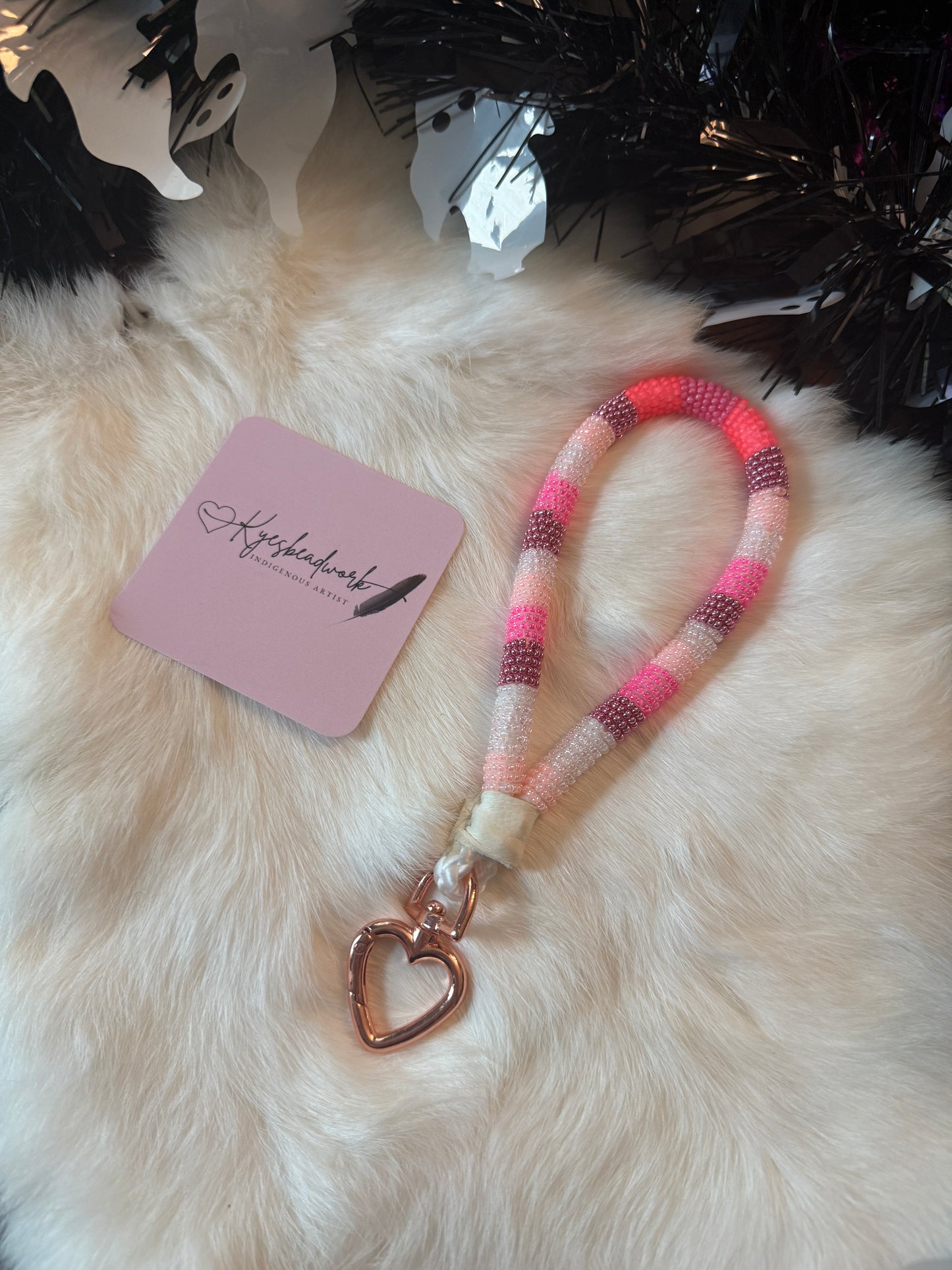 Pink Beaded Lanyard 💗
