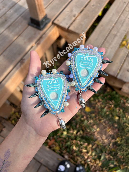 Blue Ouija Spiked Earrings