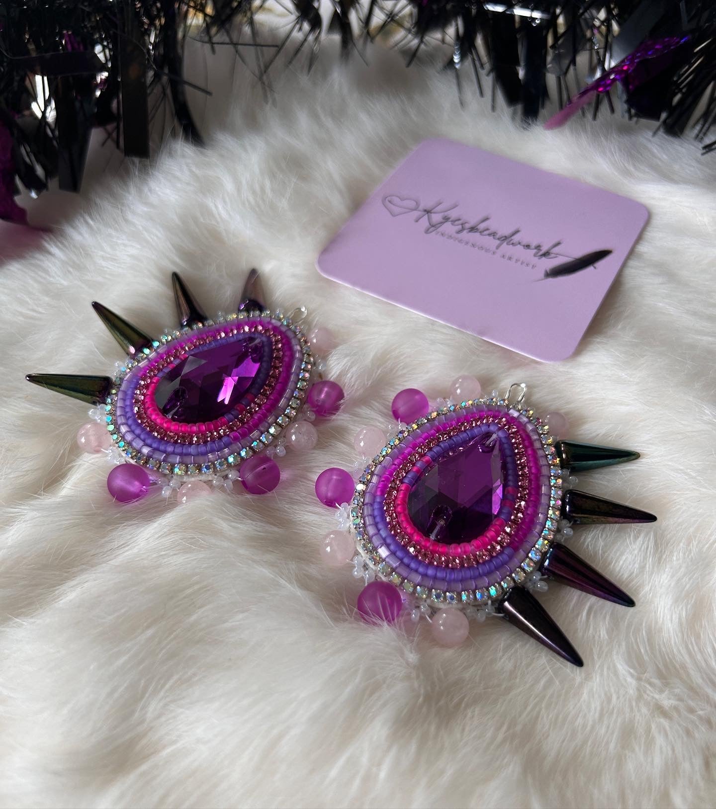 Neon Purple Spiked Earrings