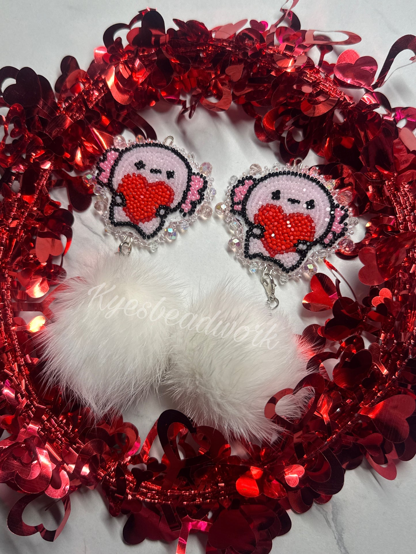 Axolotl & Hearts With Detachable Rabbit Poms ♡