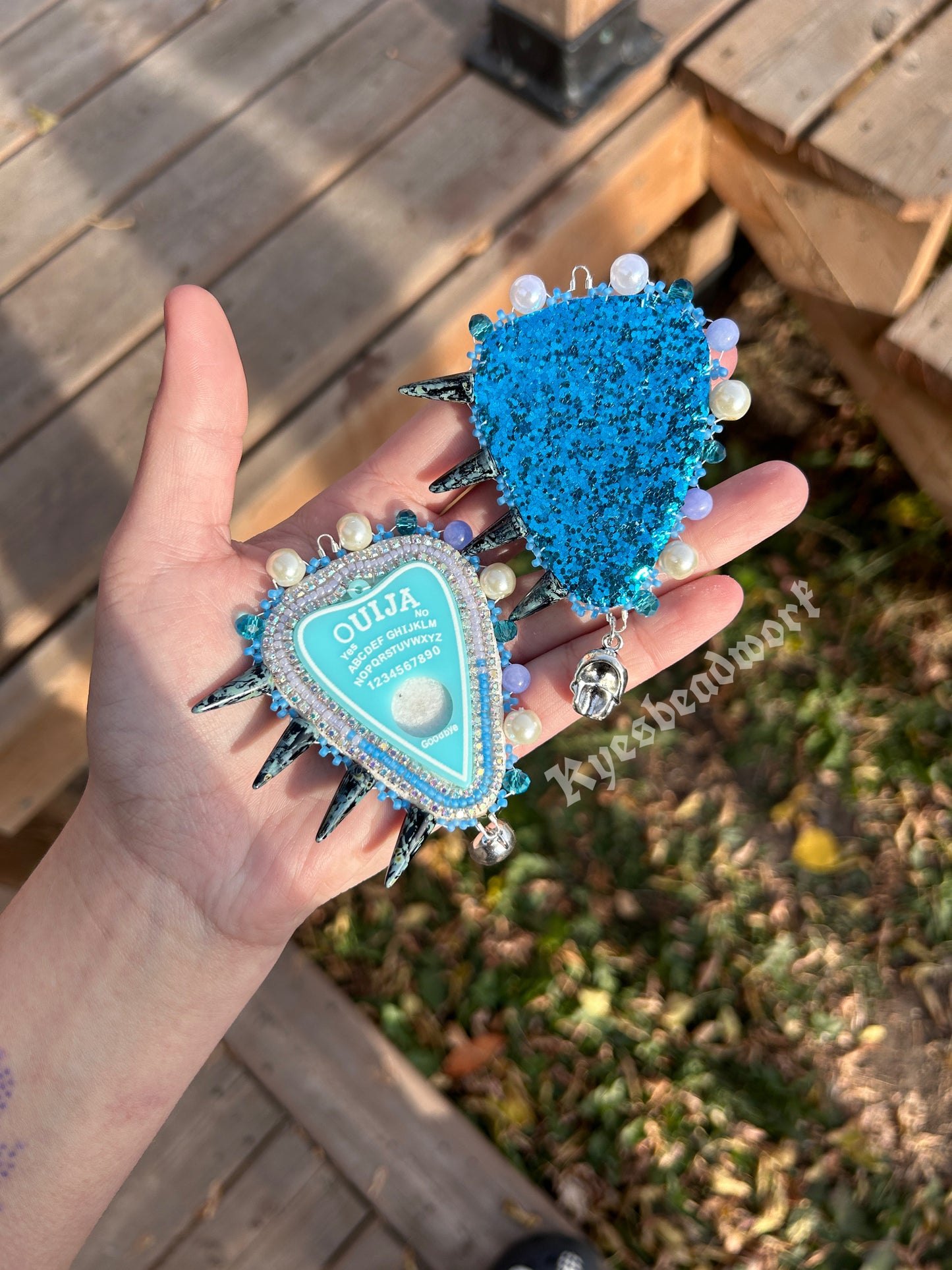 Blue Ouija Spiked Earrings