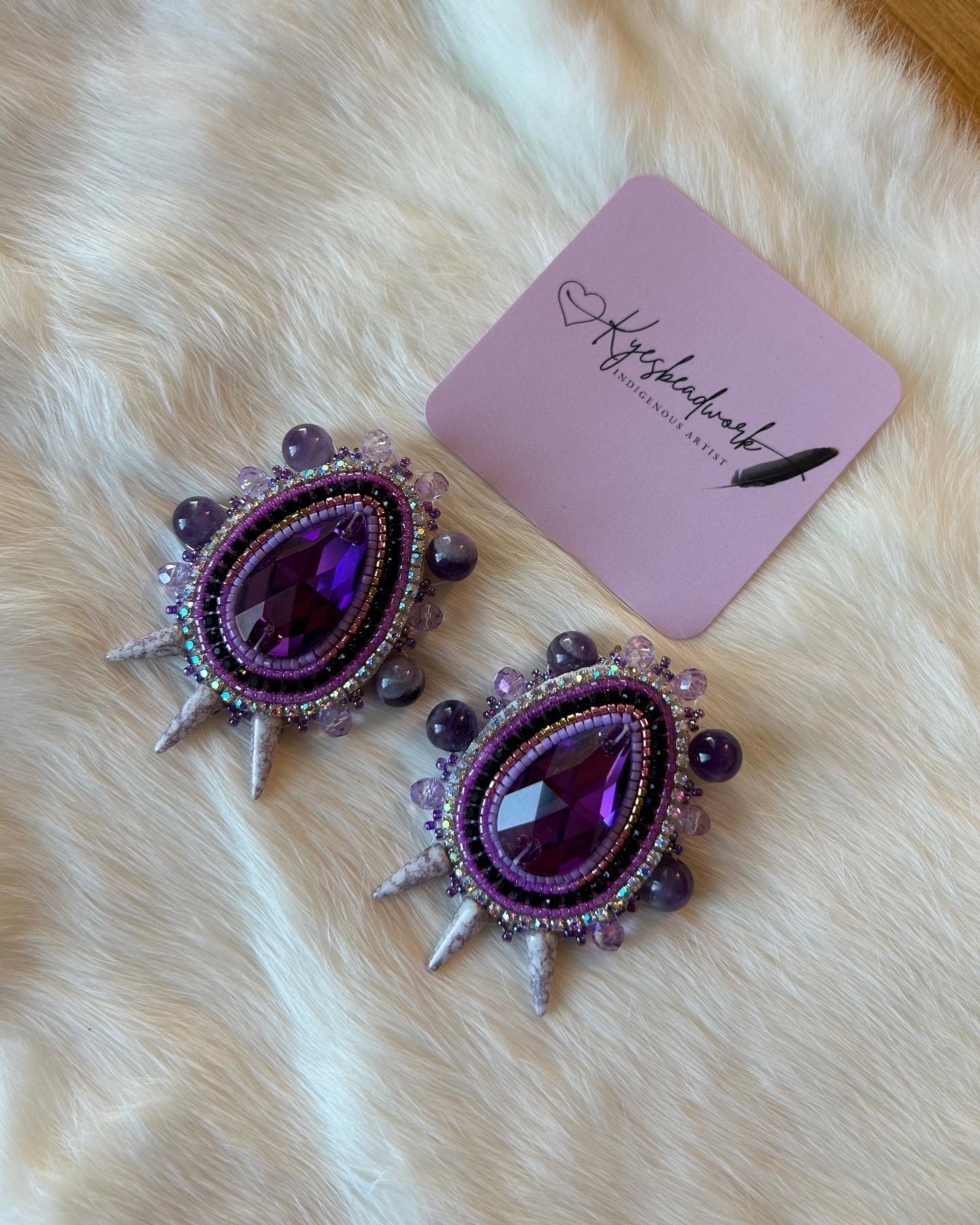 Amethyst Spiked Earrings