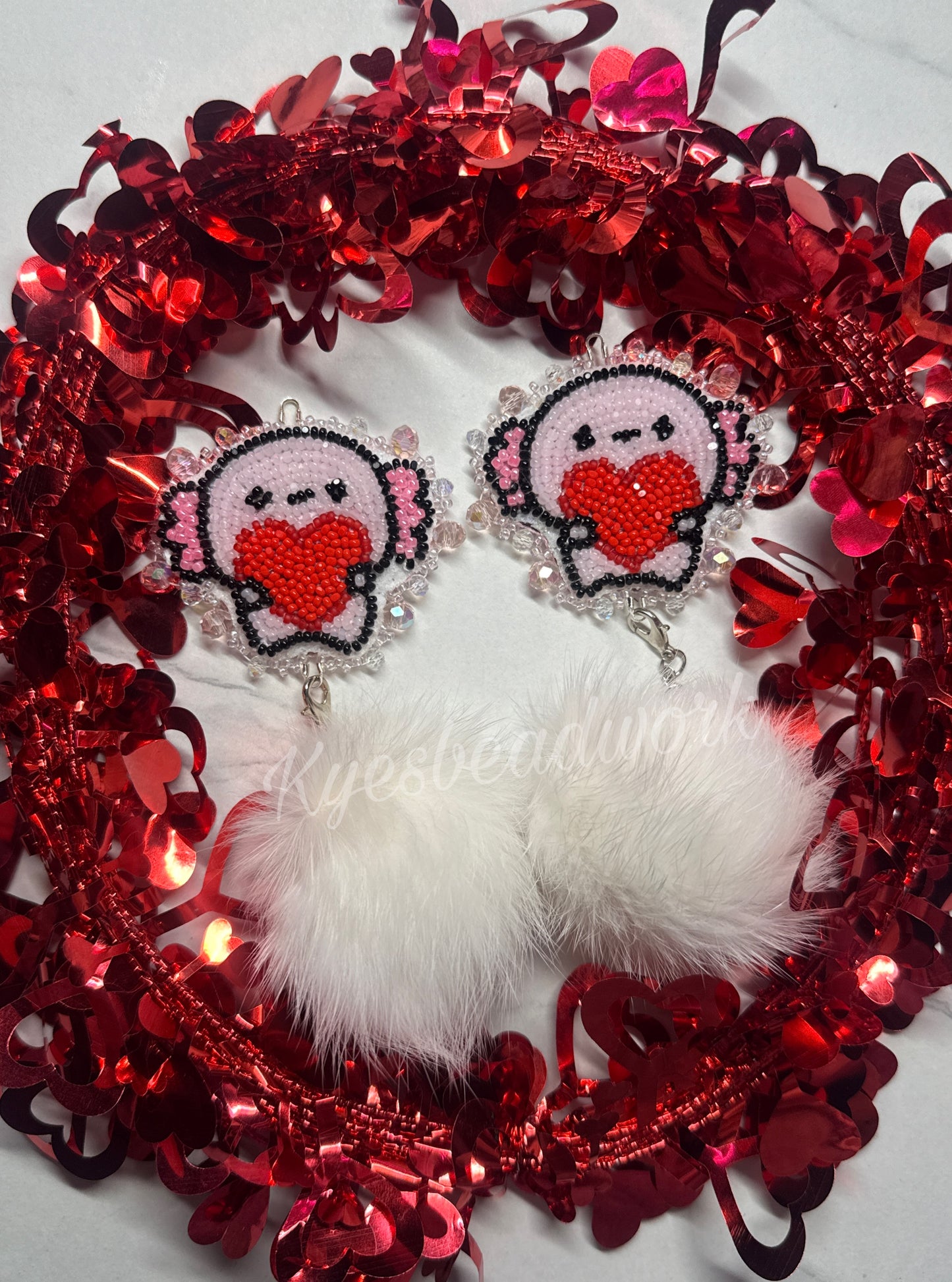 Axolotl & Hearts With Detachable Rabbit Poms ♡