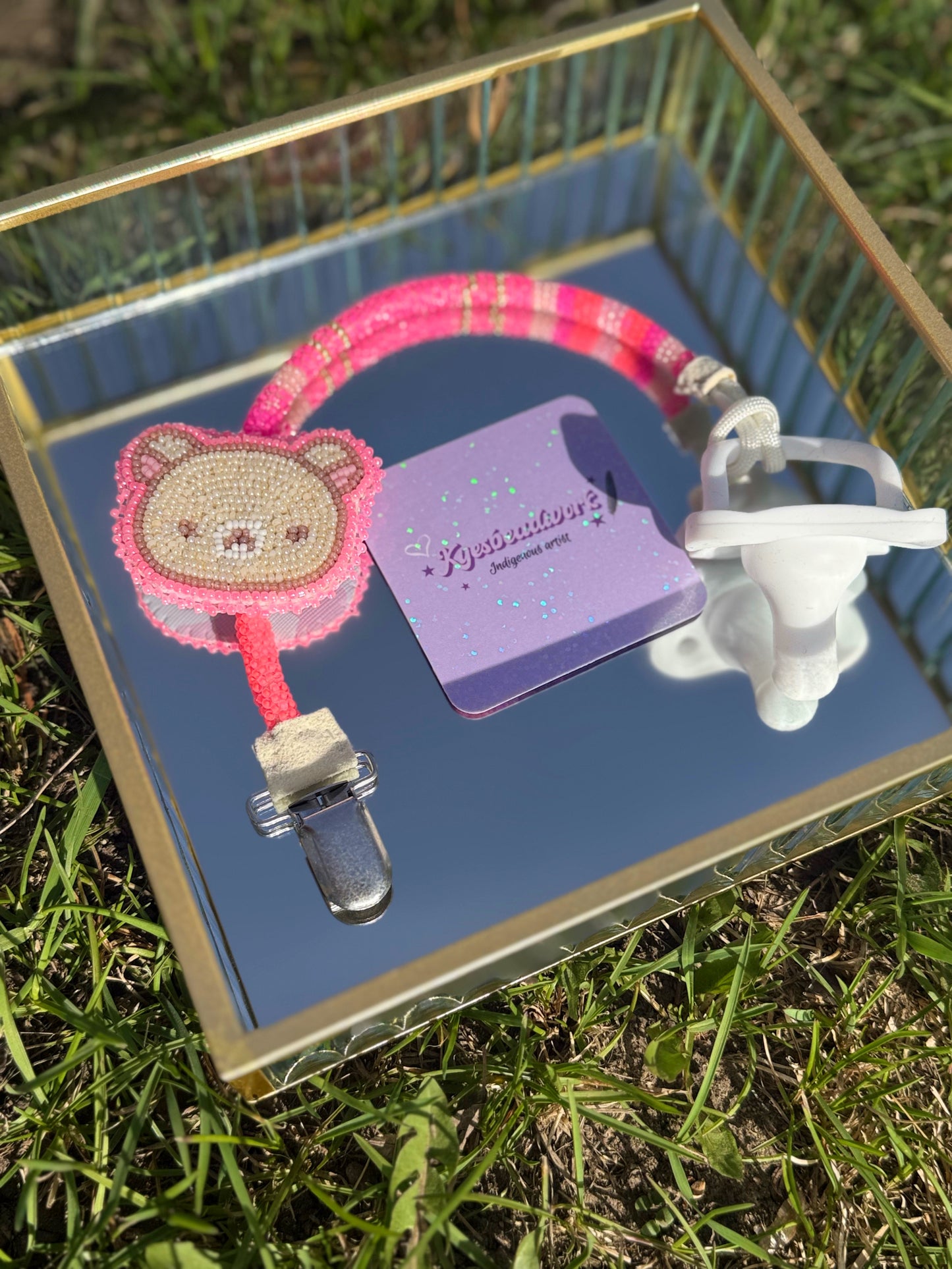 Handmade Beaded Korilakkuma Pacifier Clip