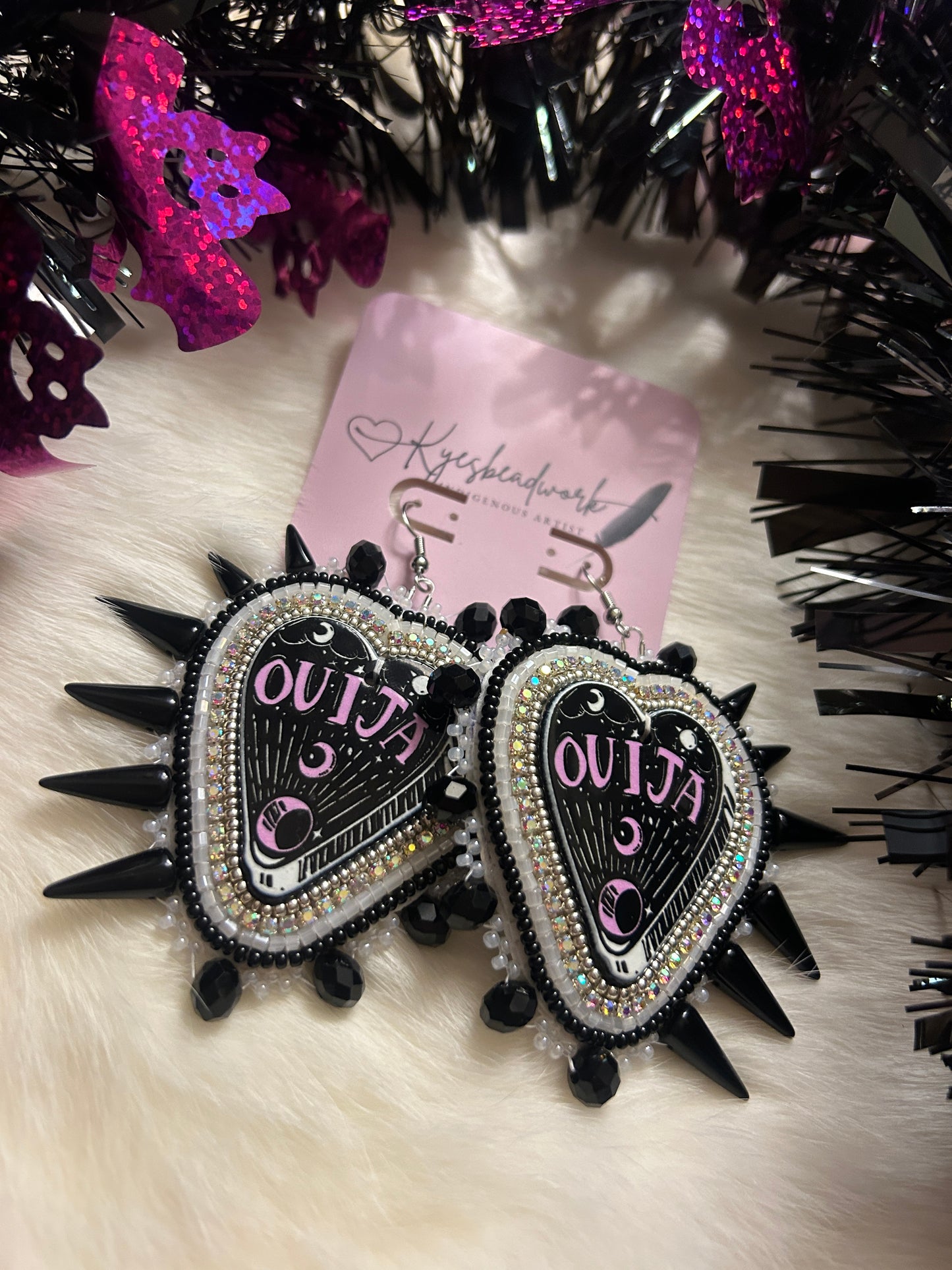 Purple and Black spiked Ouija Earrings