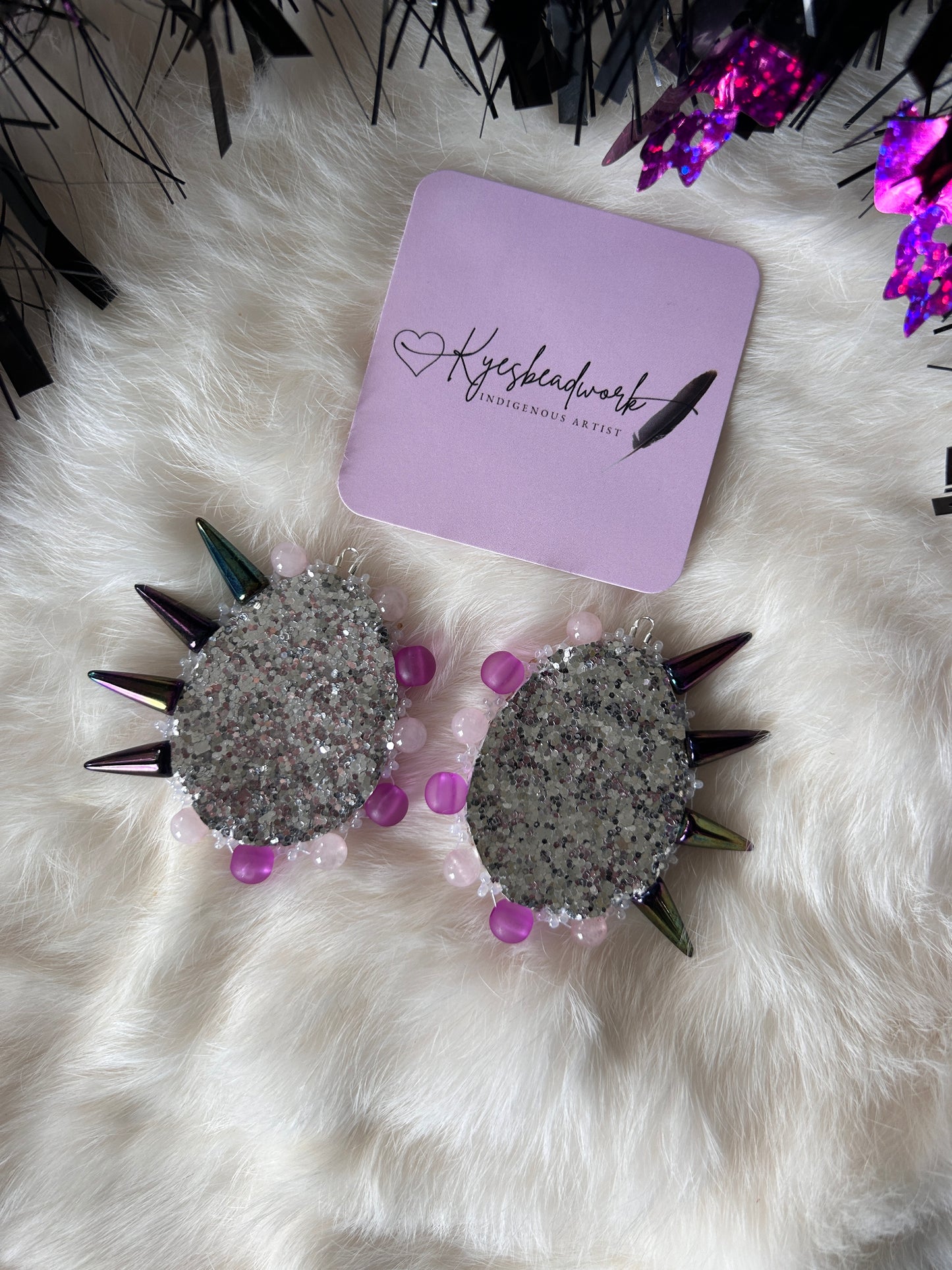 Neon Purple Spiked Earrings