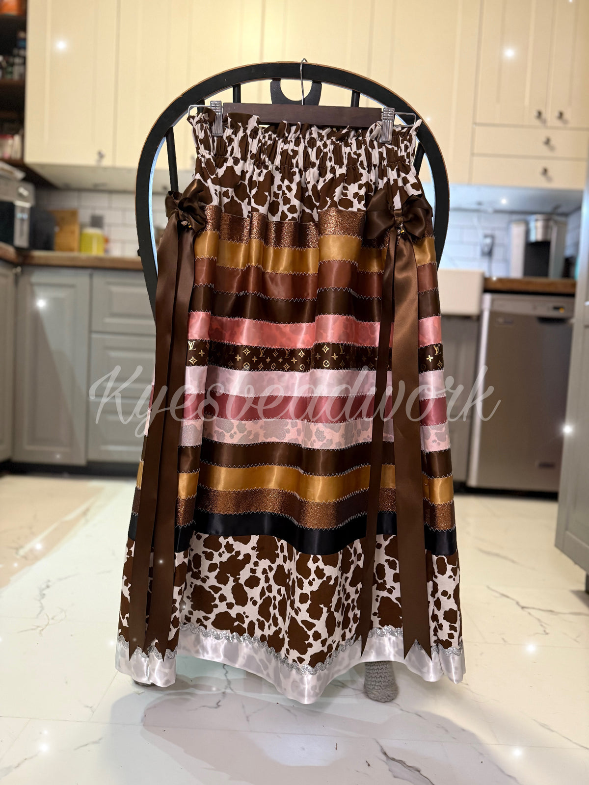 Cow Print Ribbon Skirt