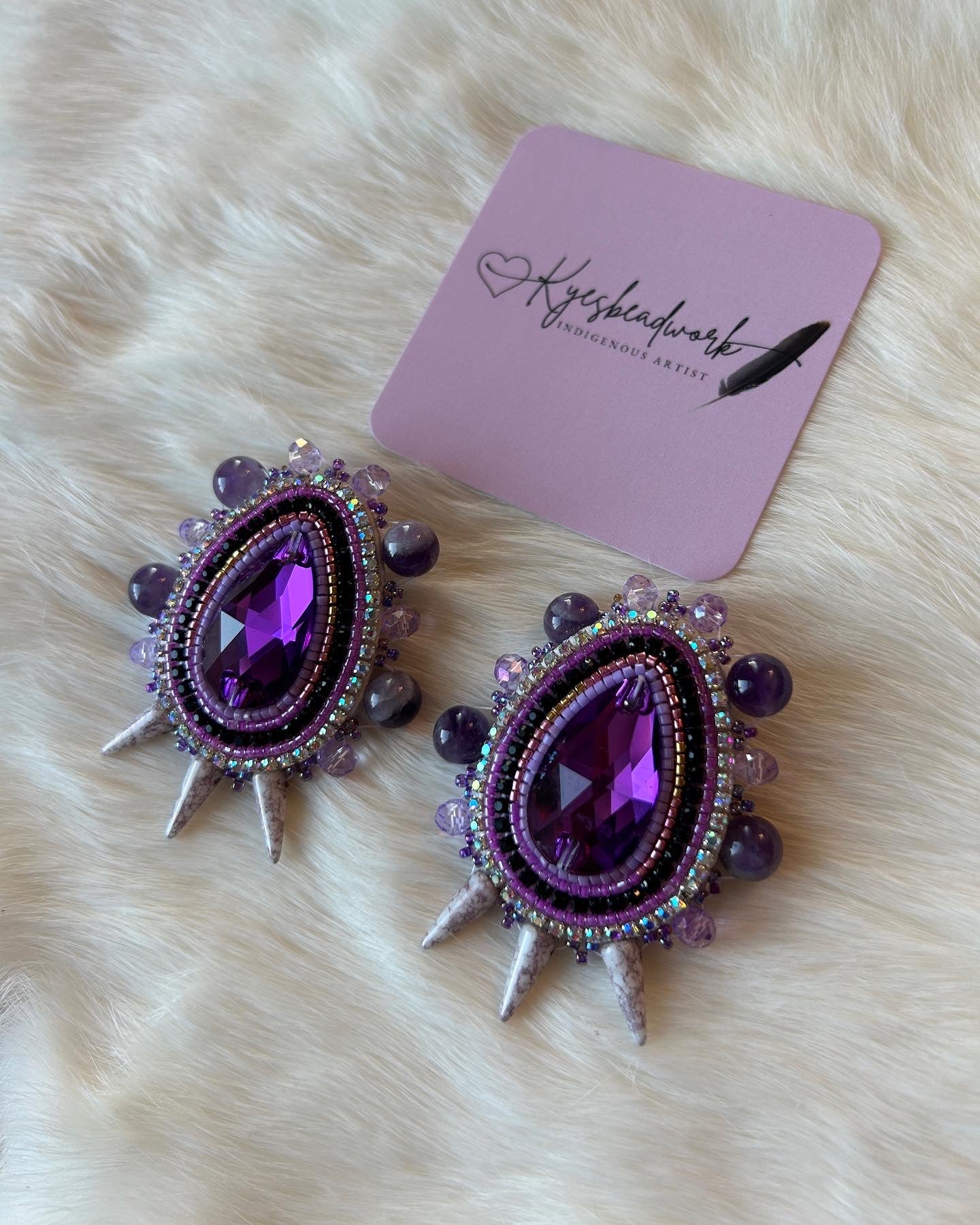 Amethyst Spiked Earrings