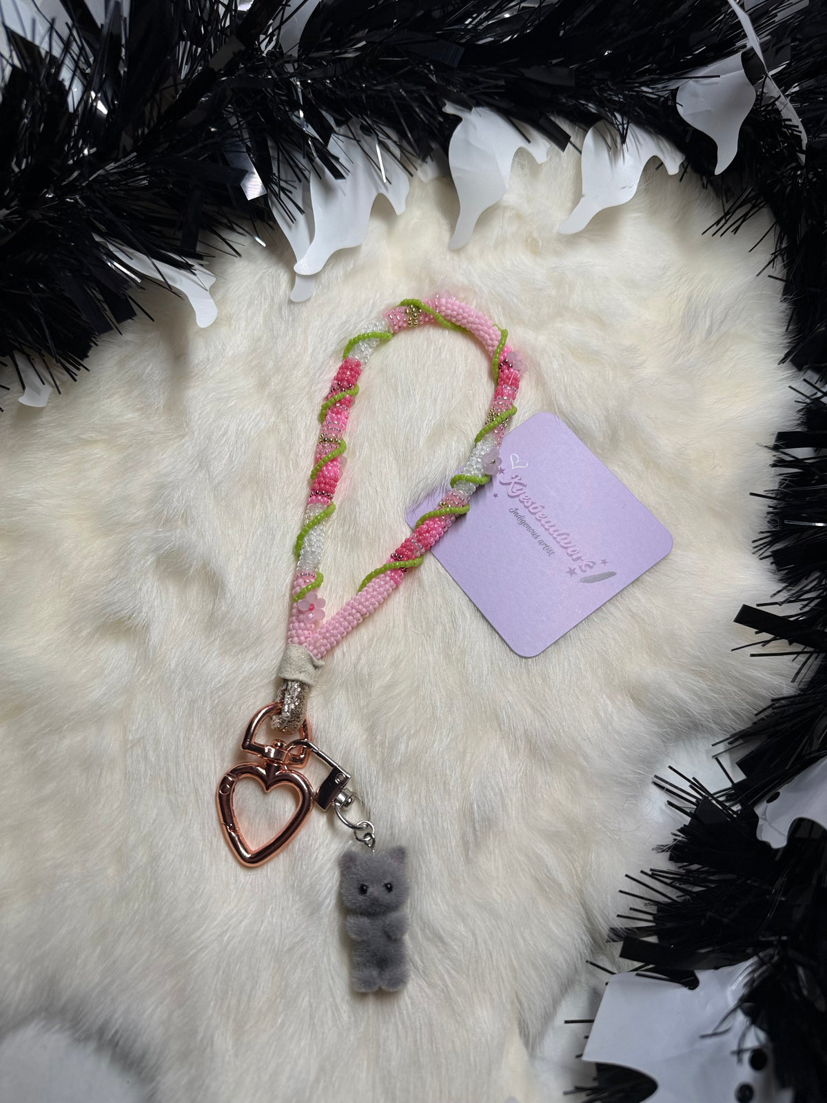 Beaded Wrapped Lanyard W Charms