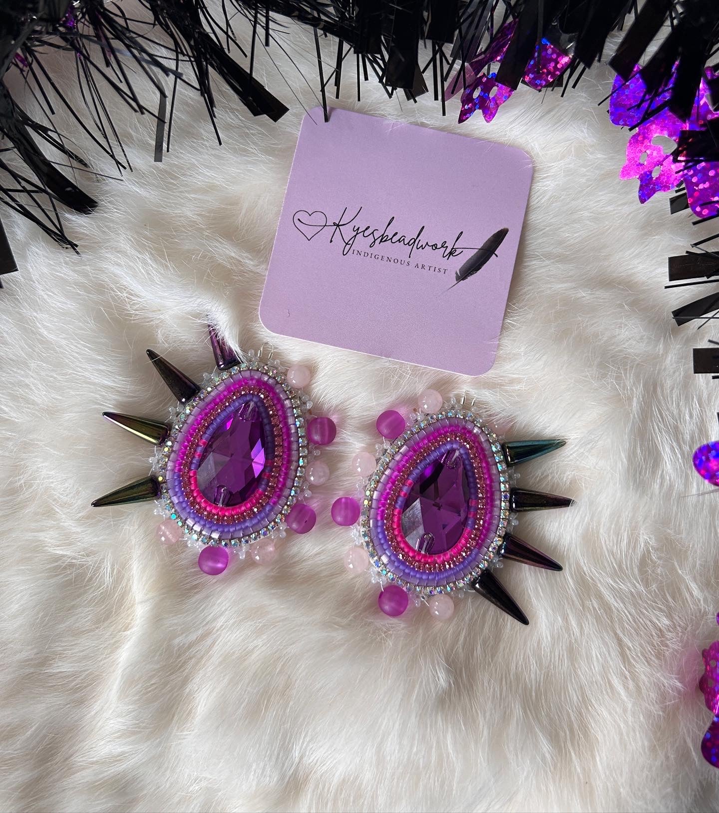 Neon Purple Spiked Earrings